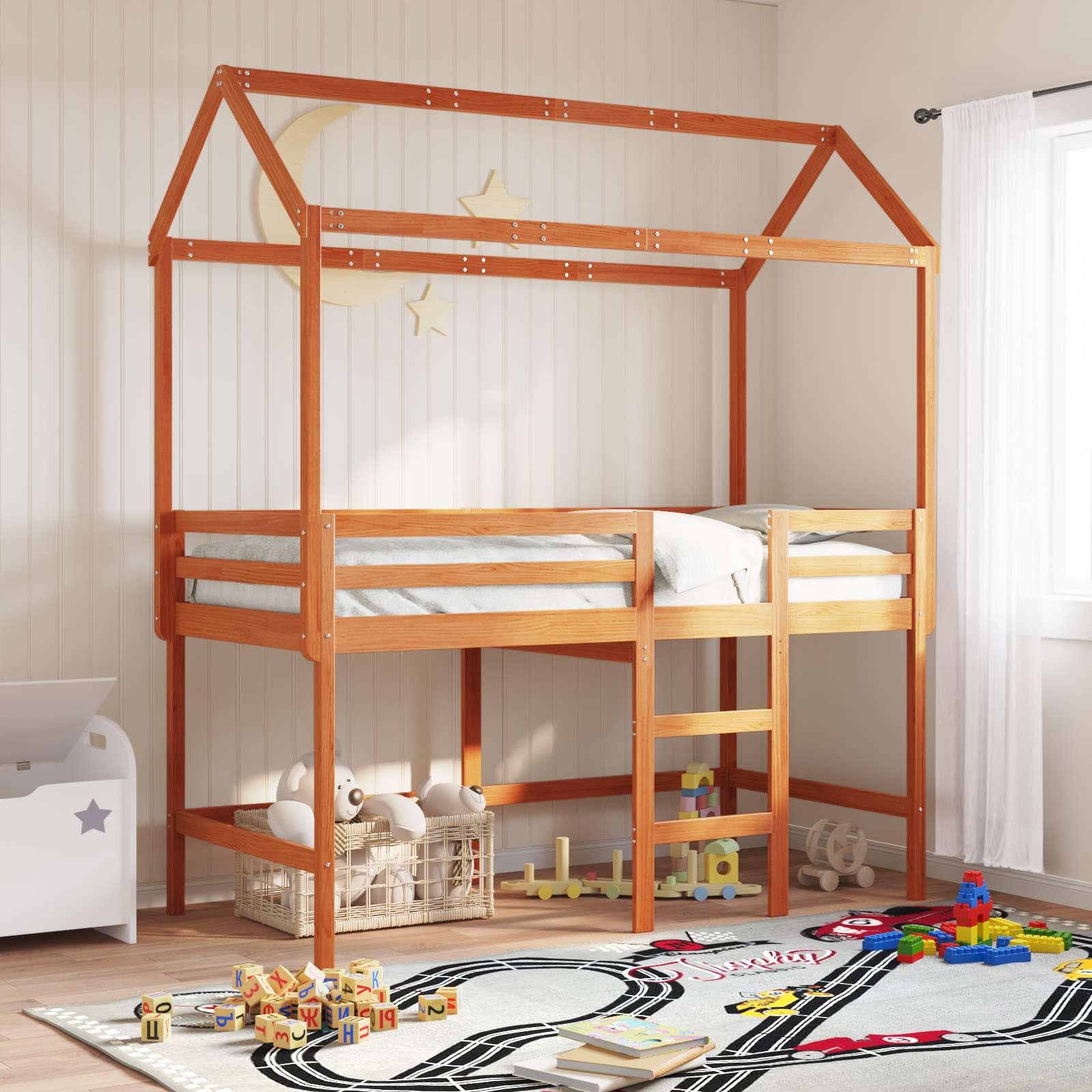 Cadre de lit mezzanine Brun Ciré 90 x 190 cm Pin massif - XIOS