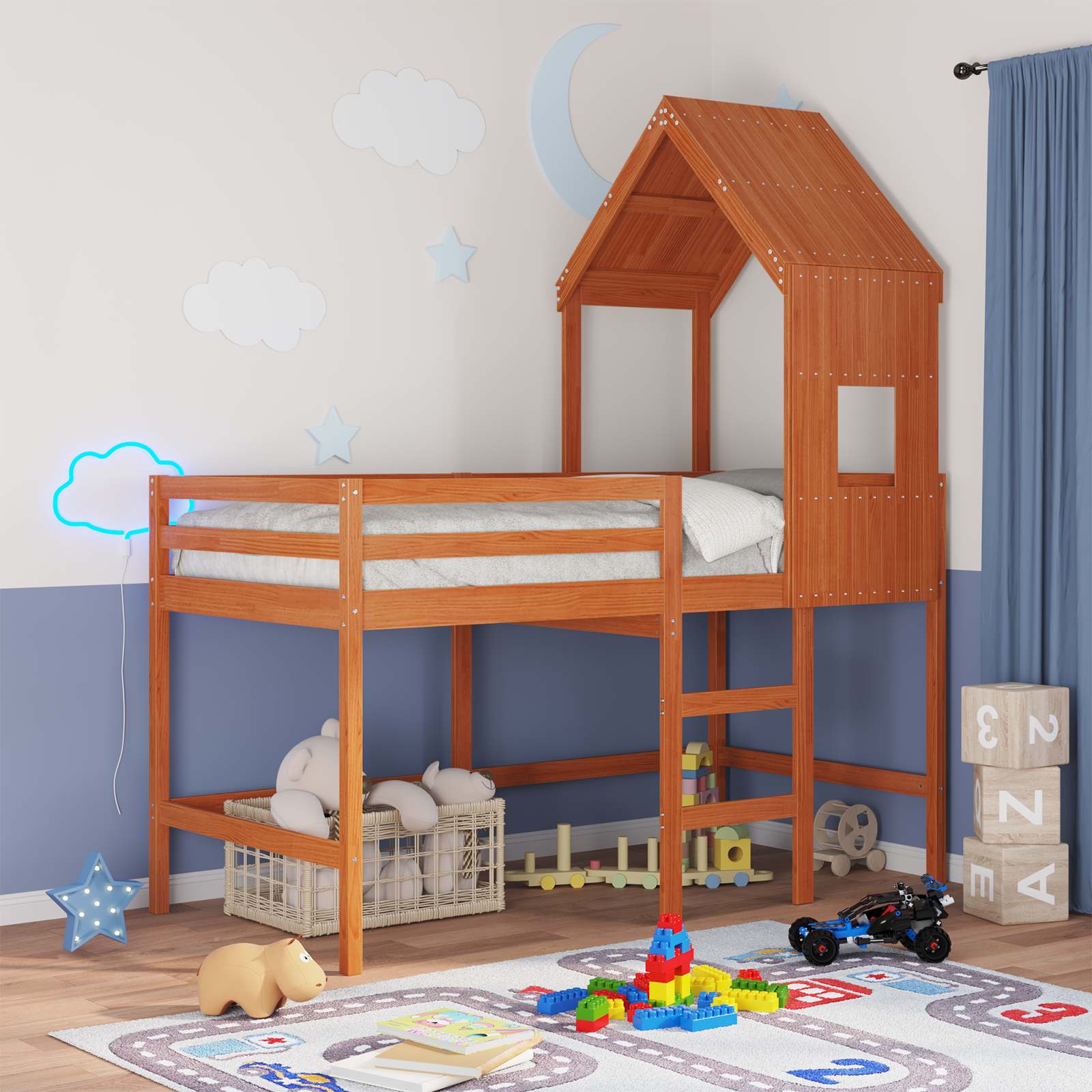 Cadre de lit mezzanine Brun Ciré 90 x 190 cm Pin massif - XIOS