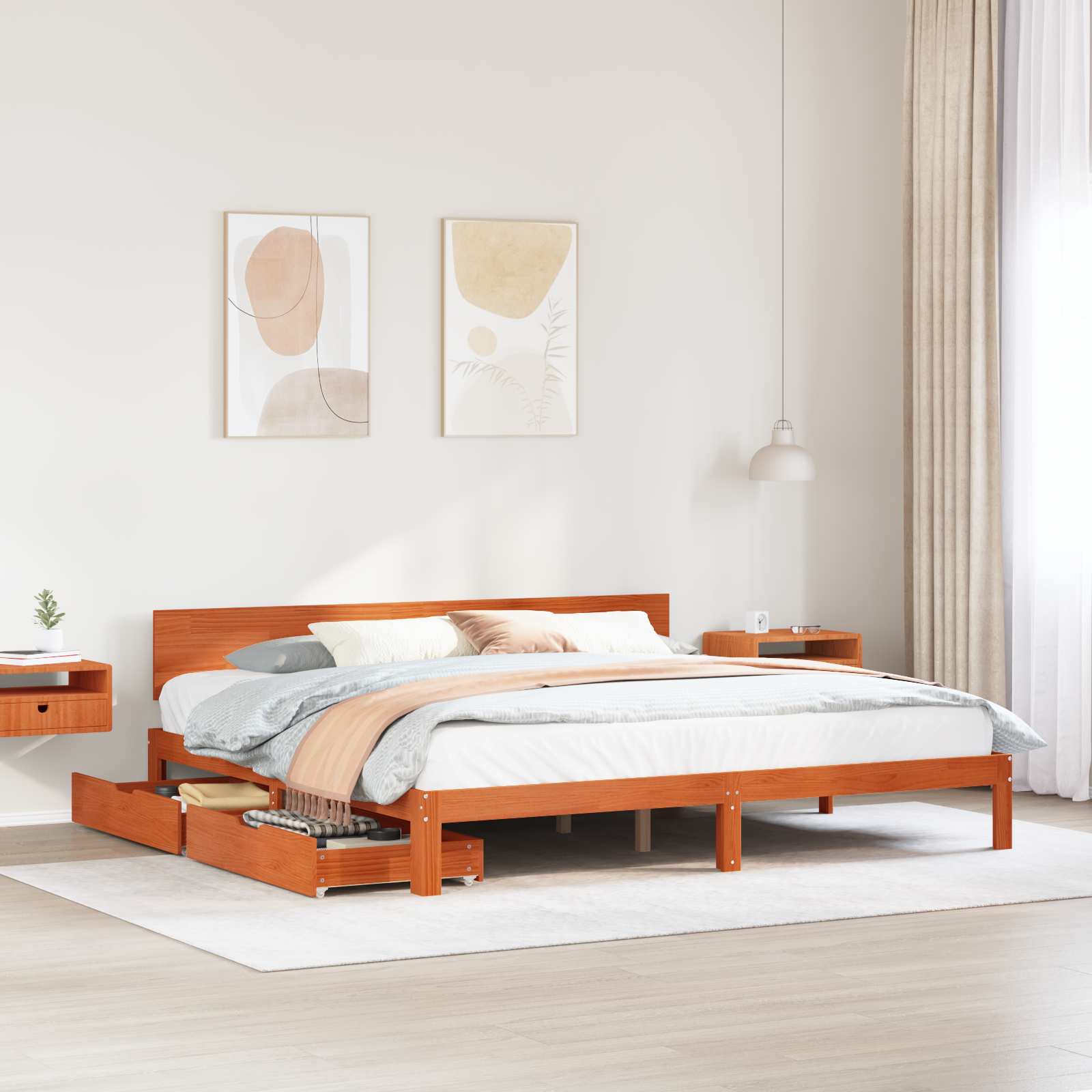 Cadre de lit Cire marron 180 x 200 cm Bois de Pin Massif - XIOS