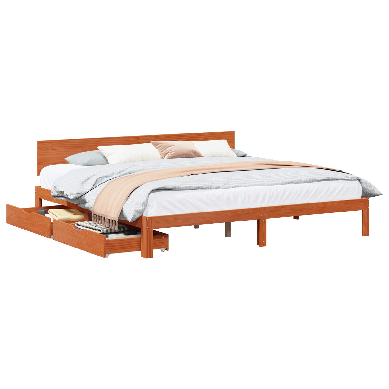 Cadre de lit Cire marron 180 x 200 cm Bois de Pin Massif - XIOS