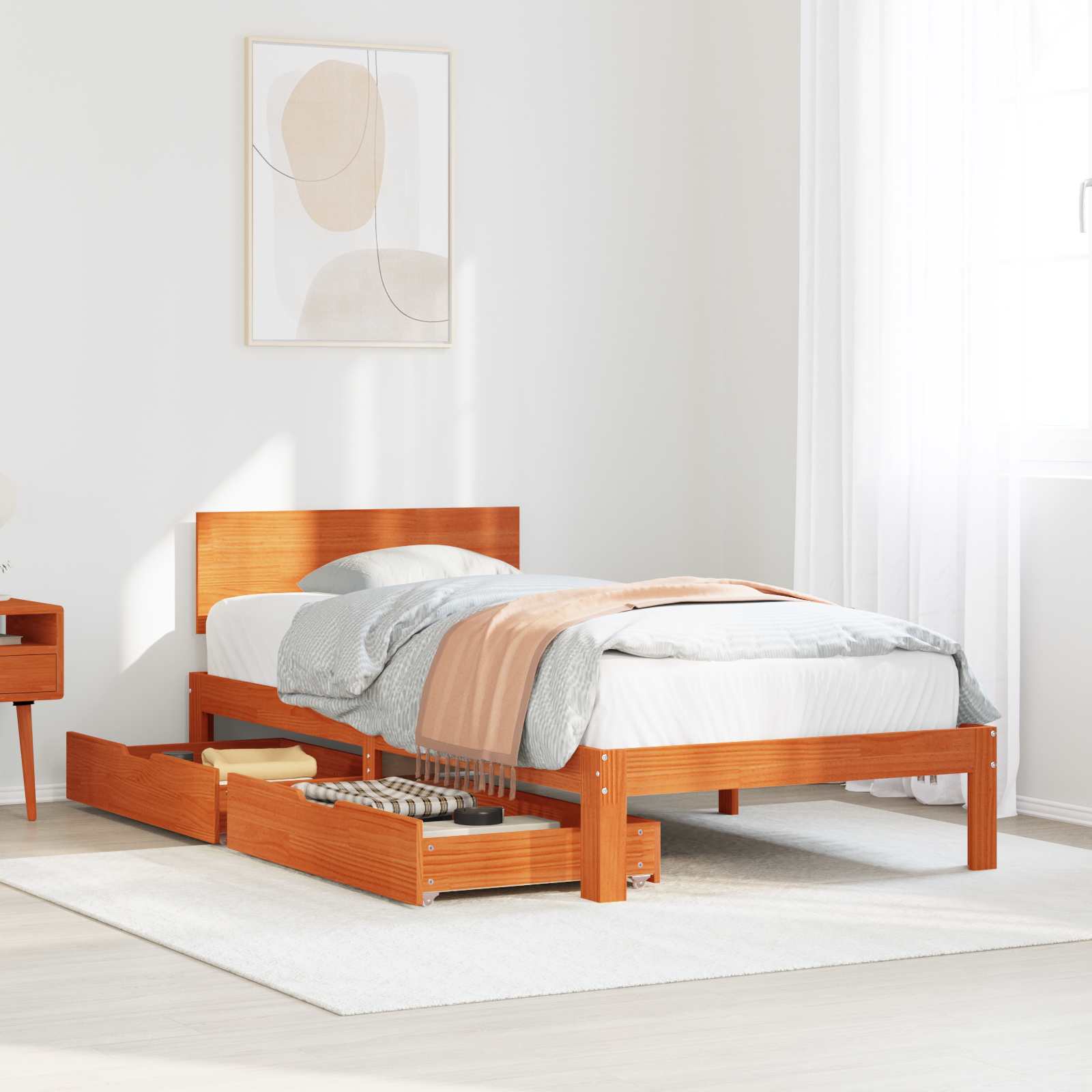 Cadre de lit Cire marron 70 x 190 cm Bois de Pin Massif - XIOS