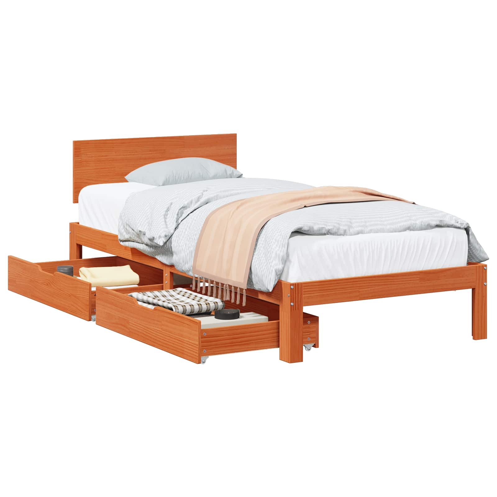 Cadre de lit Cire marron 70 x 190 cm Bois de Pin Massif - XIOS