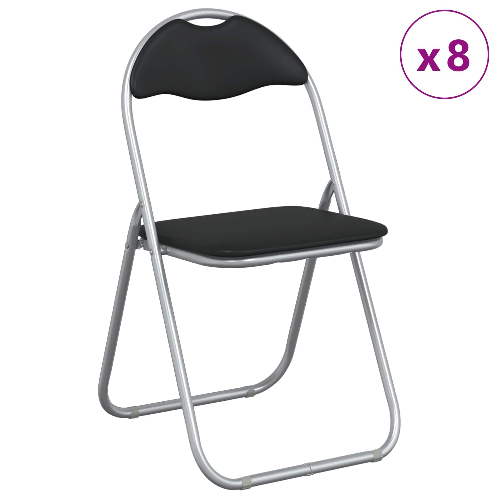 Chaise pliante 8 pcs Noir et gris 48 x 43,5 x 81 cm Simili cuir - XIOS