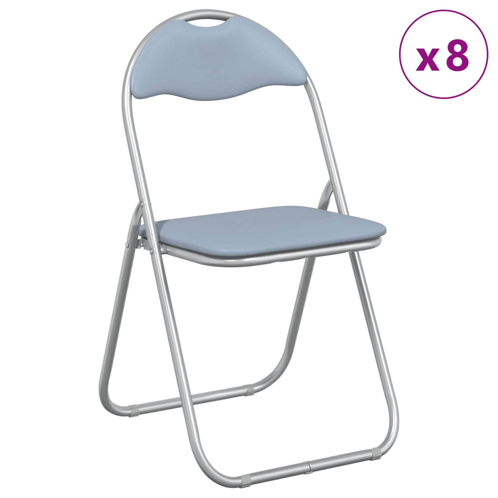 Chaise pliante 8 pcs Gris 48 x 43,5 x 81 cm Simili cuir - XIOS