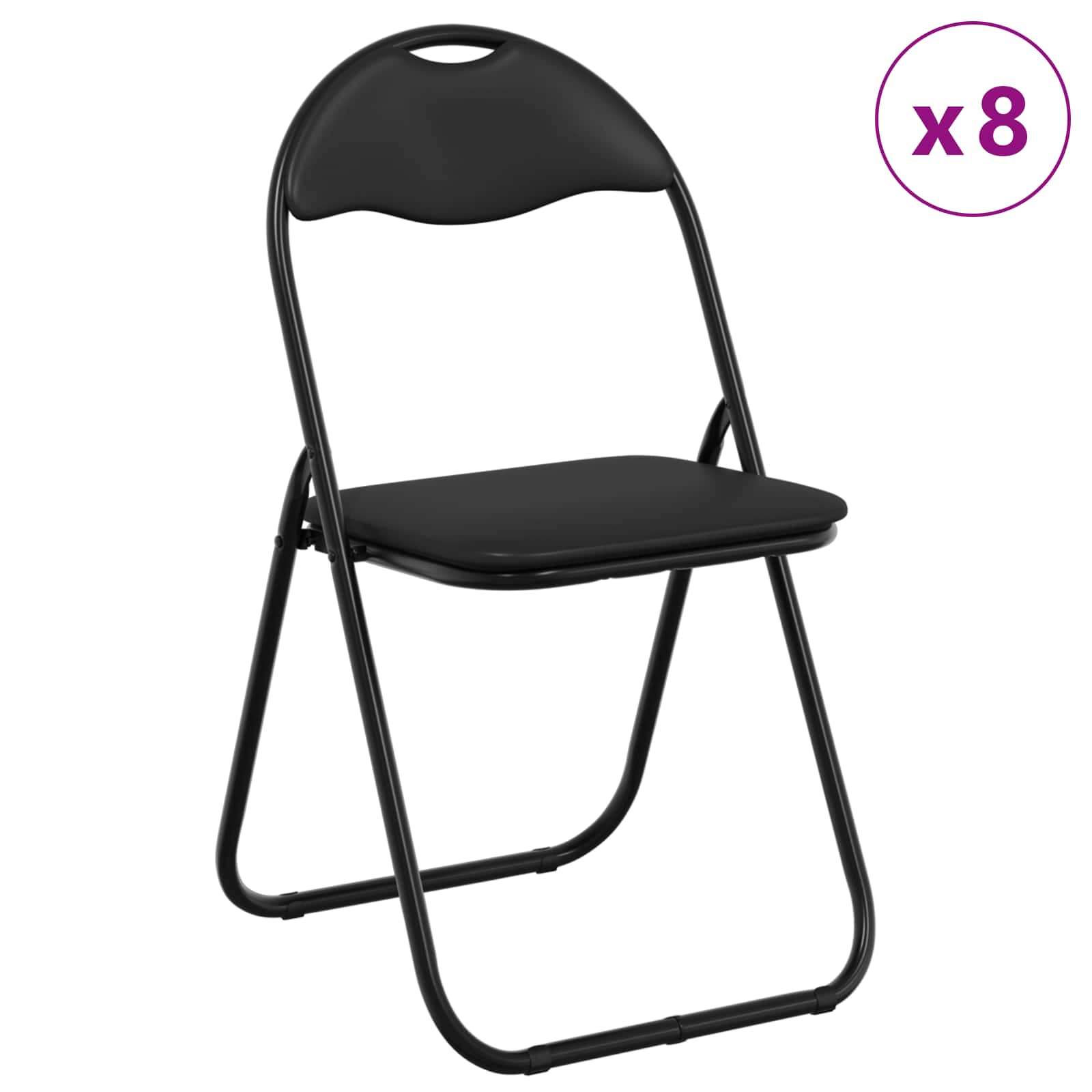 Chaise pliante 8 pcs Noir 48 x 43,5 x 81 cm Simili cuir - XIOS