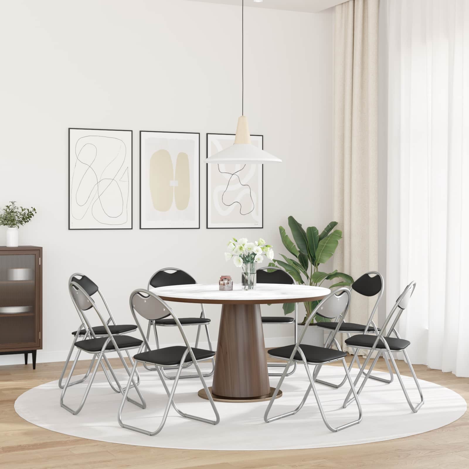 Chaise pliante 8 pcs Noir et gris 48 x 43,5 x 81 cm Simili cuir - XIOS