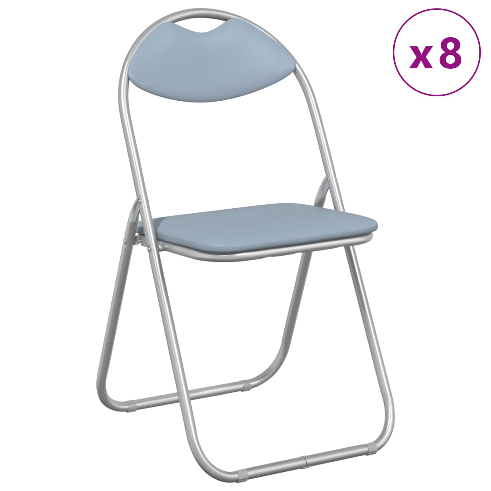 Chaise pliante 8 pcs Gris 48 x 43,5 x 81 cm Simili cuir - XIOS