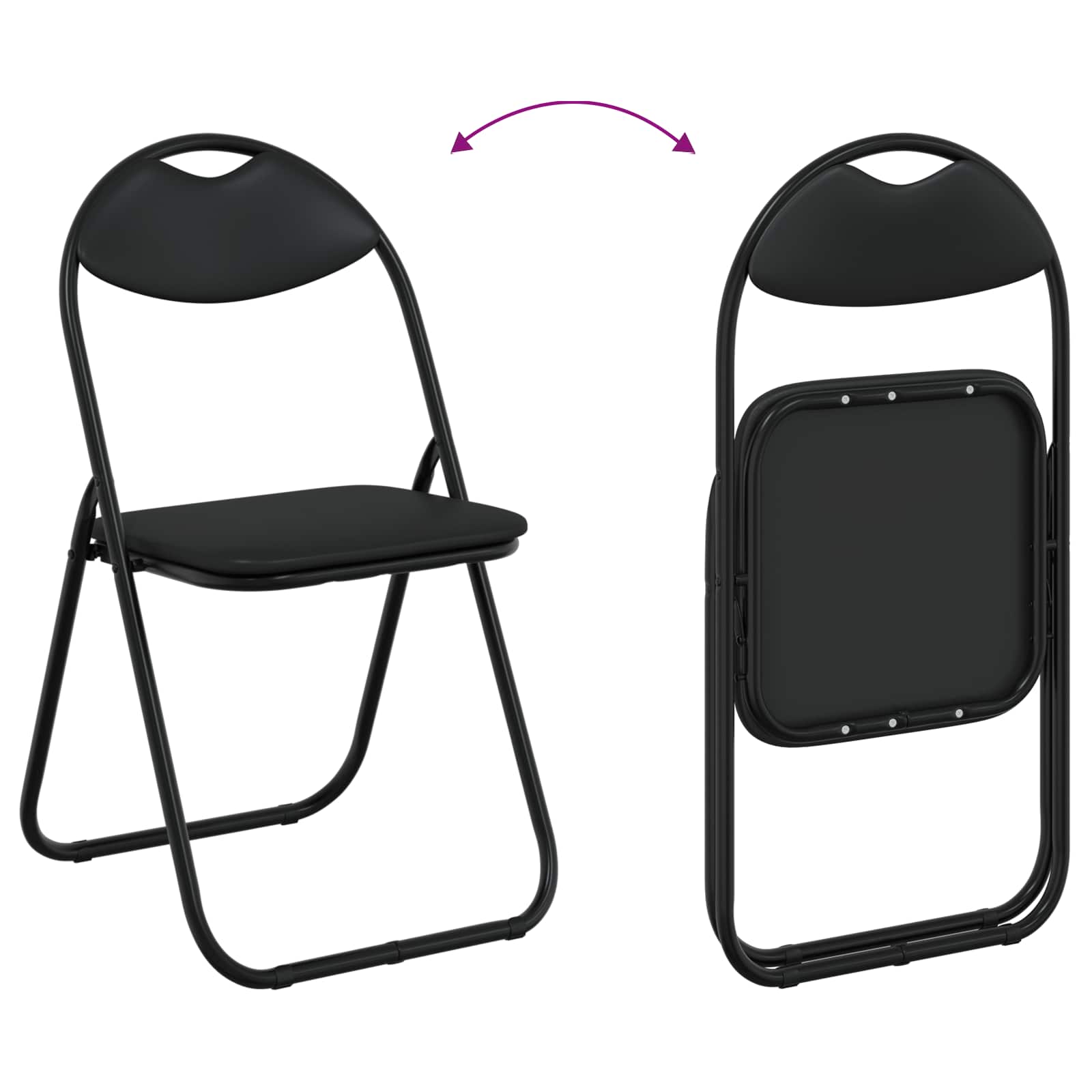Chaise pliante 8 pcs Noir 48 x 43,5 x 81 cm Simili cuir - XIOS