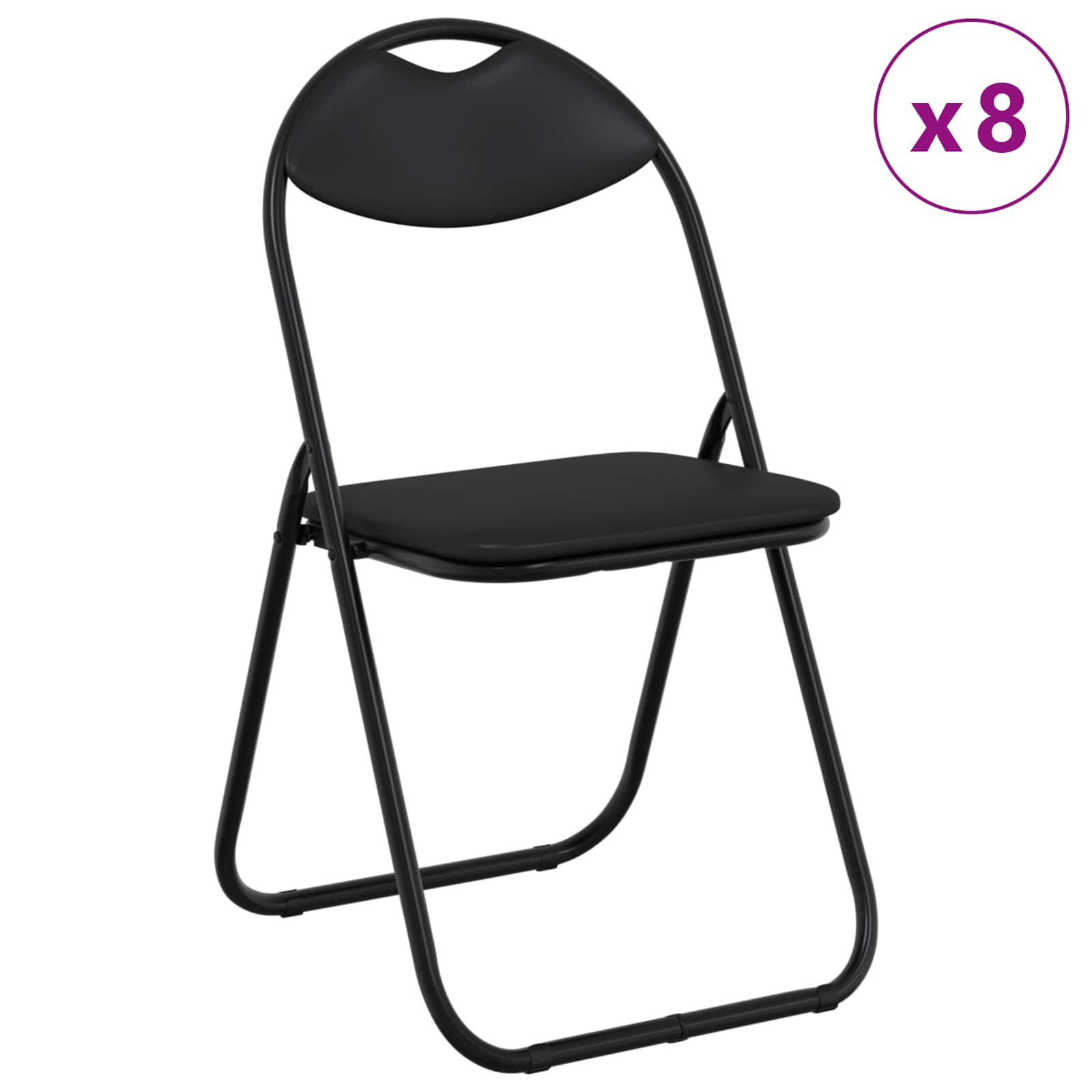 Chaise pliante 8 pcs Noir 48 x 43,5 x 81 cm Simili cuir - XIOS
