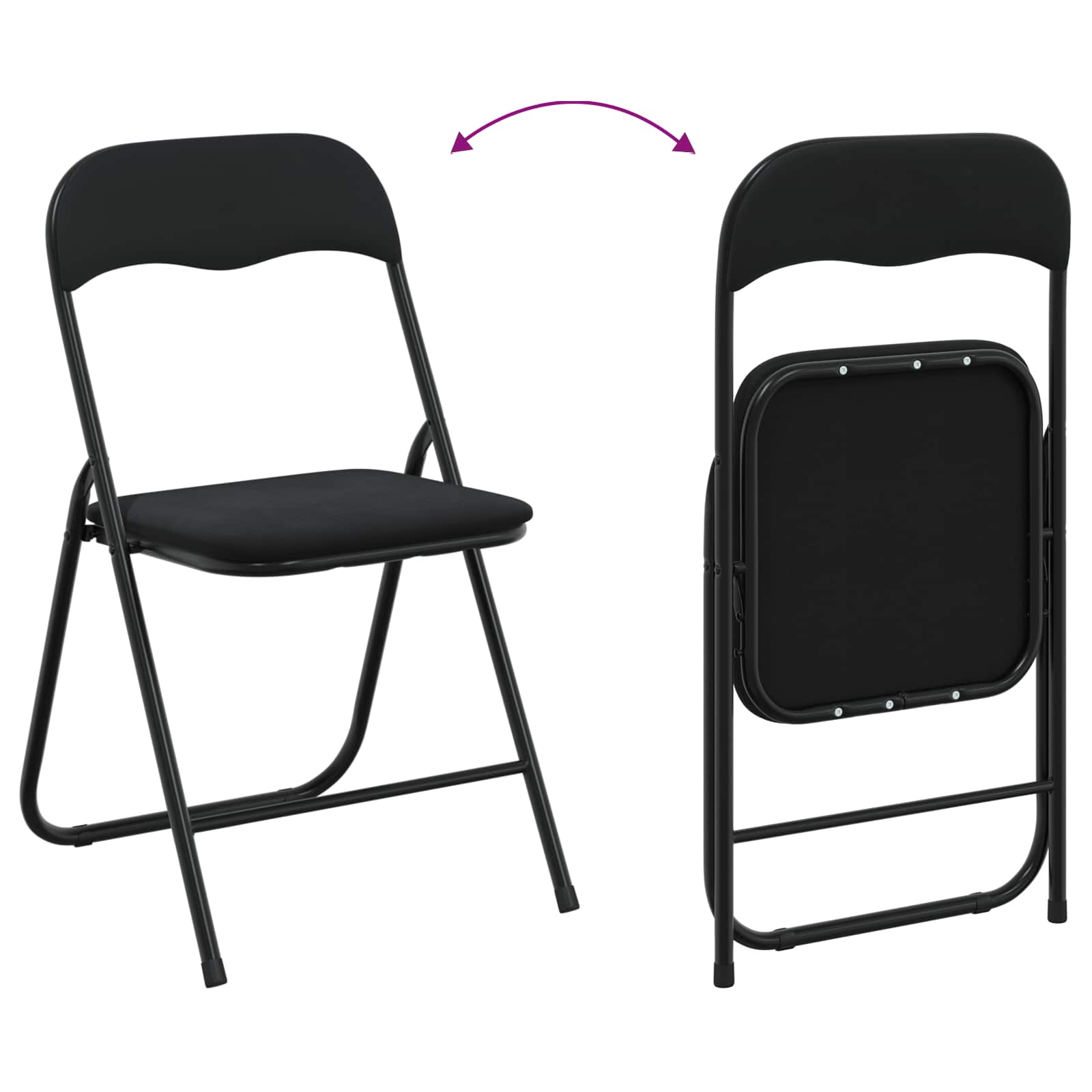 Chaise pliante 8 pcs Noir 48 x 44 x 78 cm Velours - XIOS