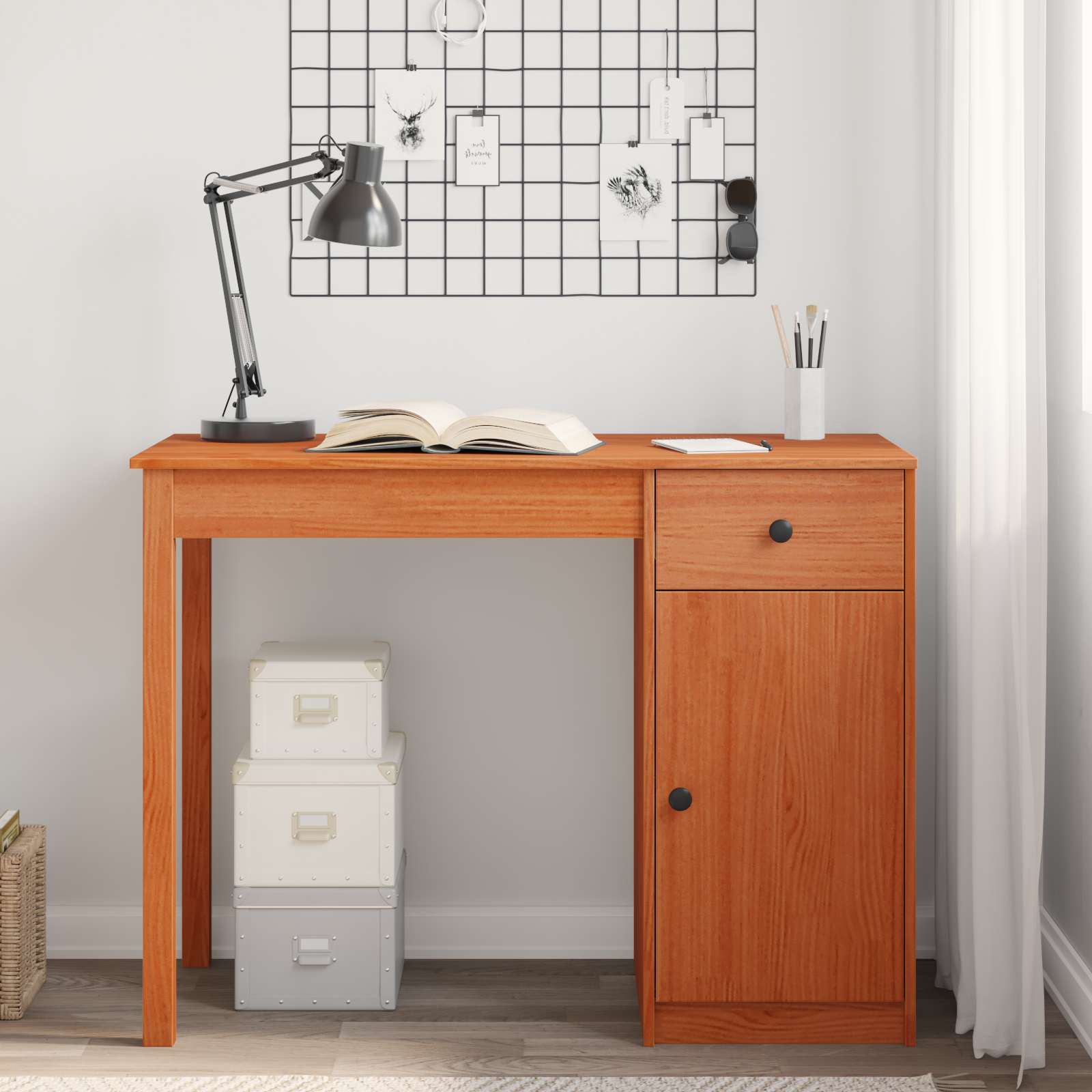Bureau avec tiroir Brun Ciré 100 x 50 x 74 cm Pin massif - XIOS