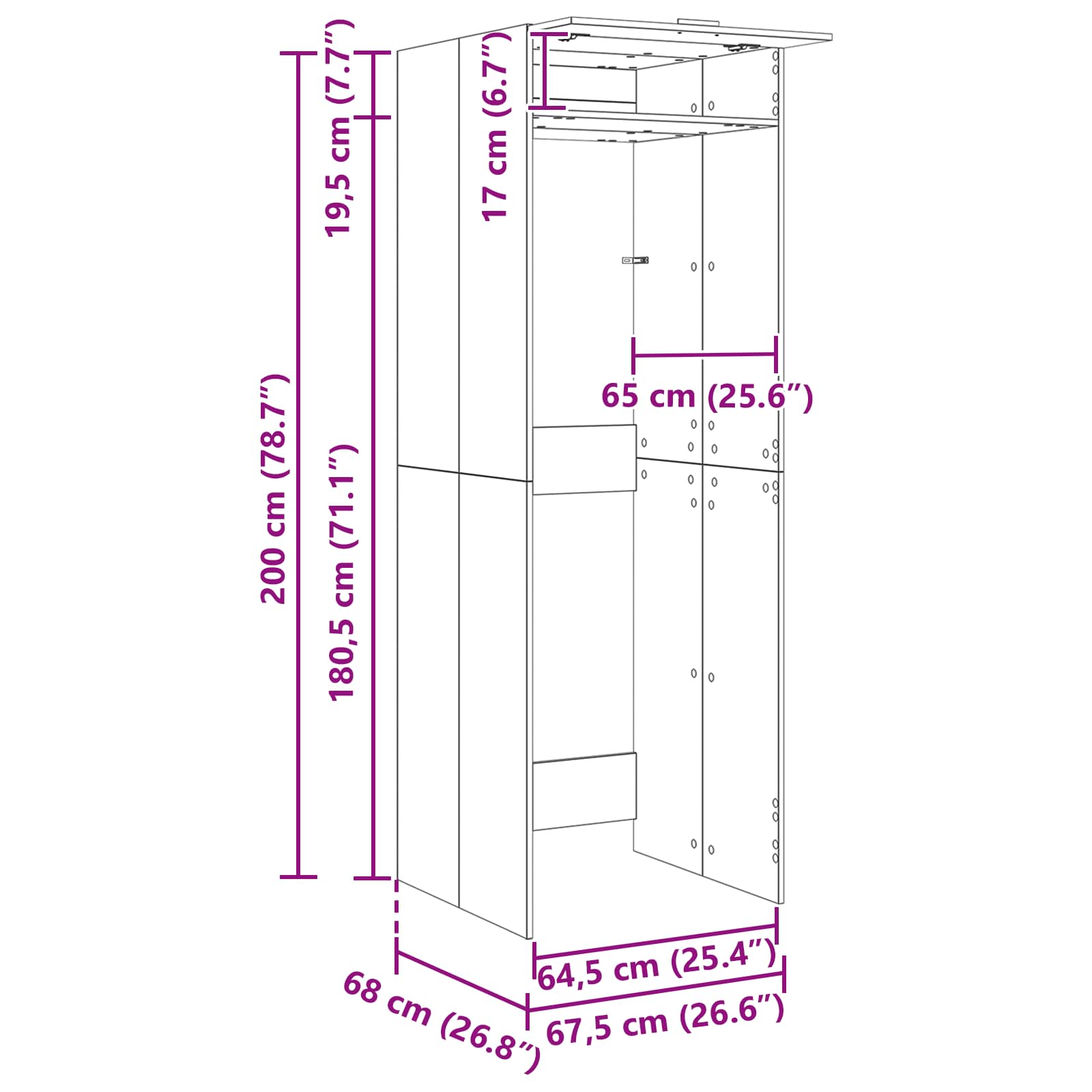 Armoire pour machine à laver Béton 67,5 x 68 x 200 cm - XIOS