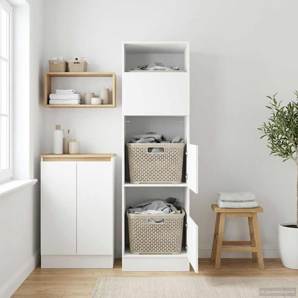 Armoire à Laver Blanc 50 x 68 x 162 cm Bois d'ingénierie