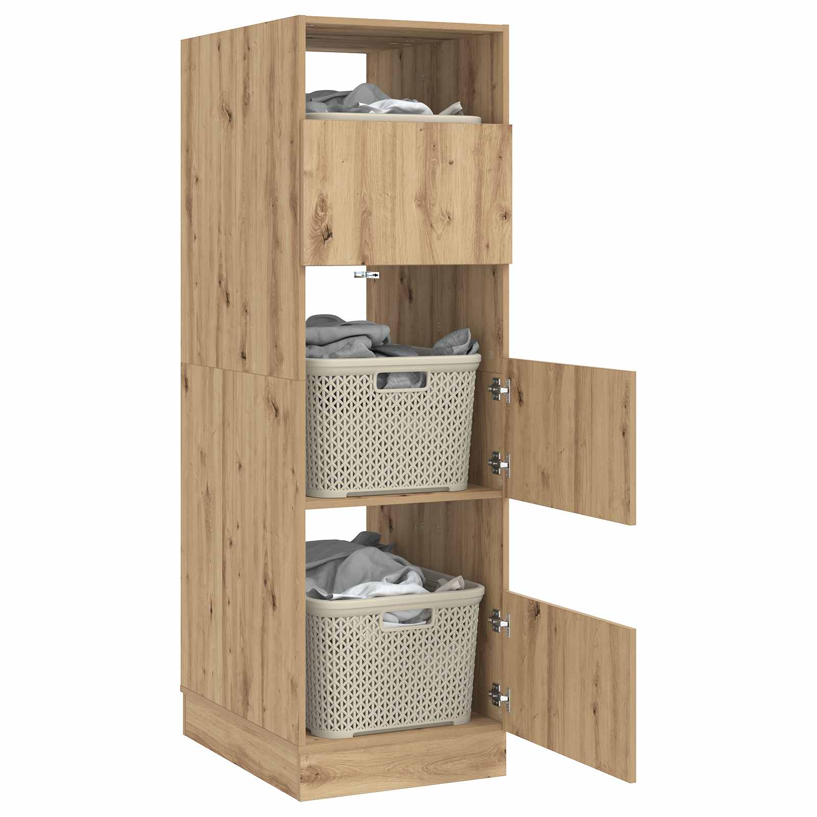 Armoire à Laver avec stockage Chêne artisanal 50 x 68 x 162 cm