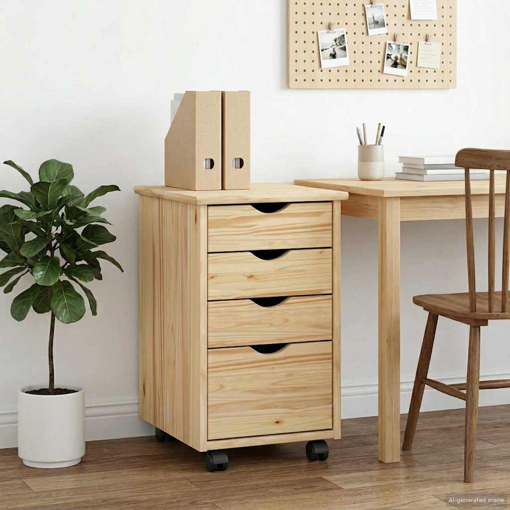 Cabinet roulant avec roue Marron 34 x 39 x 56 cm Pin massif - XIOS