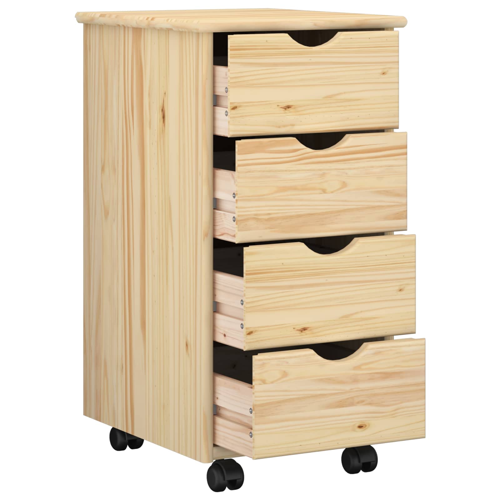Cabinet roulant Marron 65,5 x 34 x 39 cm Bois de Pin Massif - XIOS