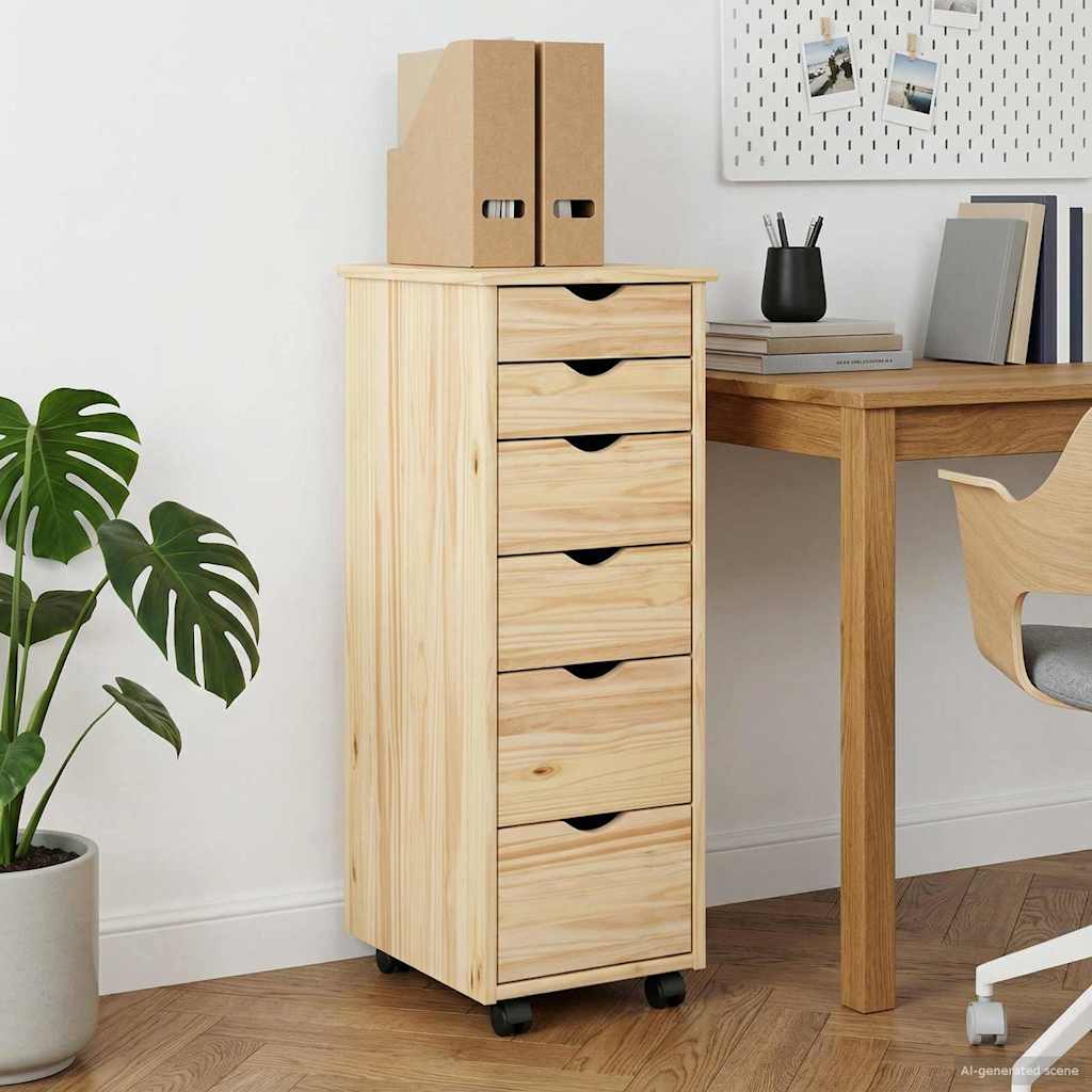 Cabinet roulant Marron 34 x 39 x 93,5 cm Bois de Pin Massif - XIOS