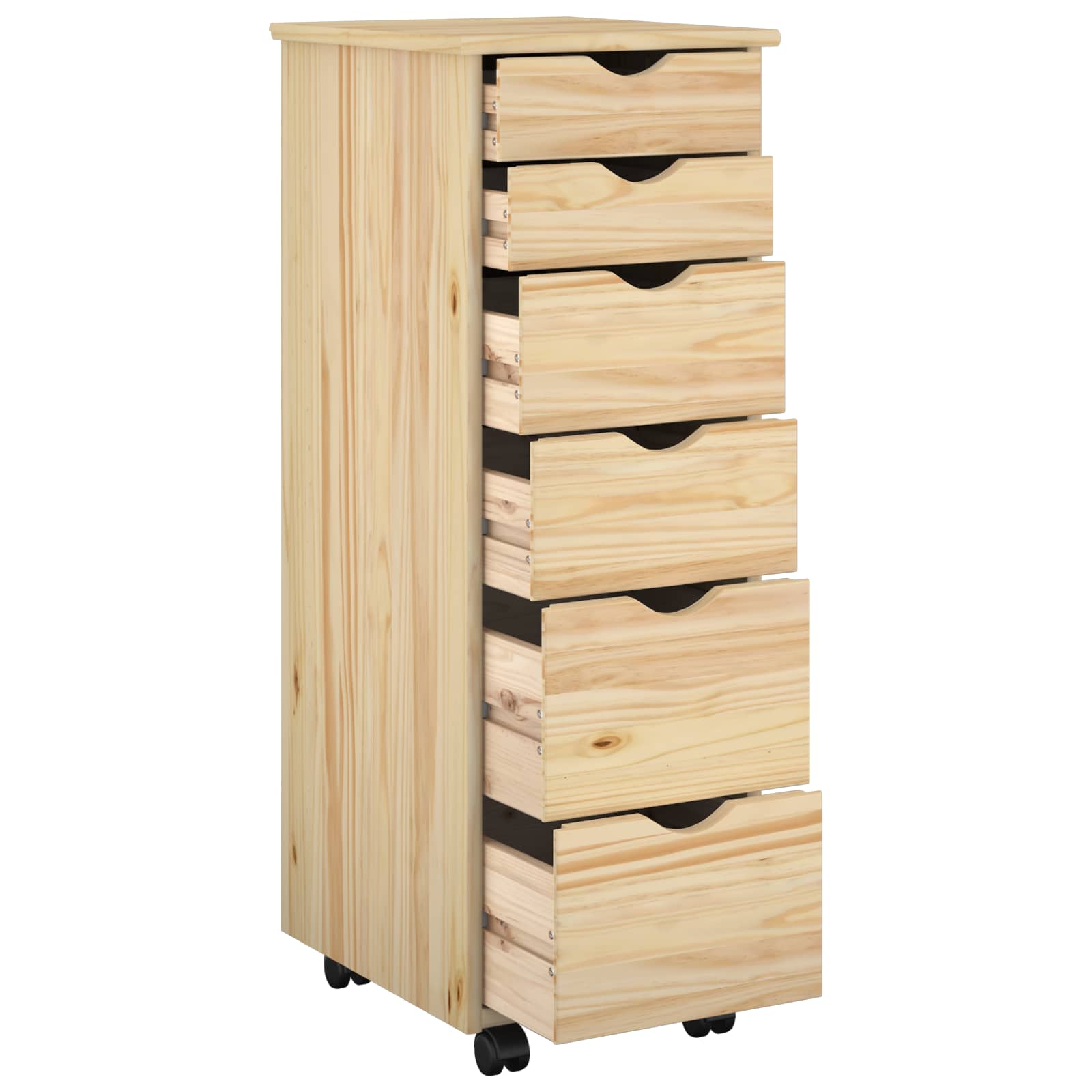 Cabinet roulant Marron 34 x 39 x 93,5 cm Bois de Pin Massif - XIOS