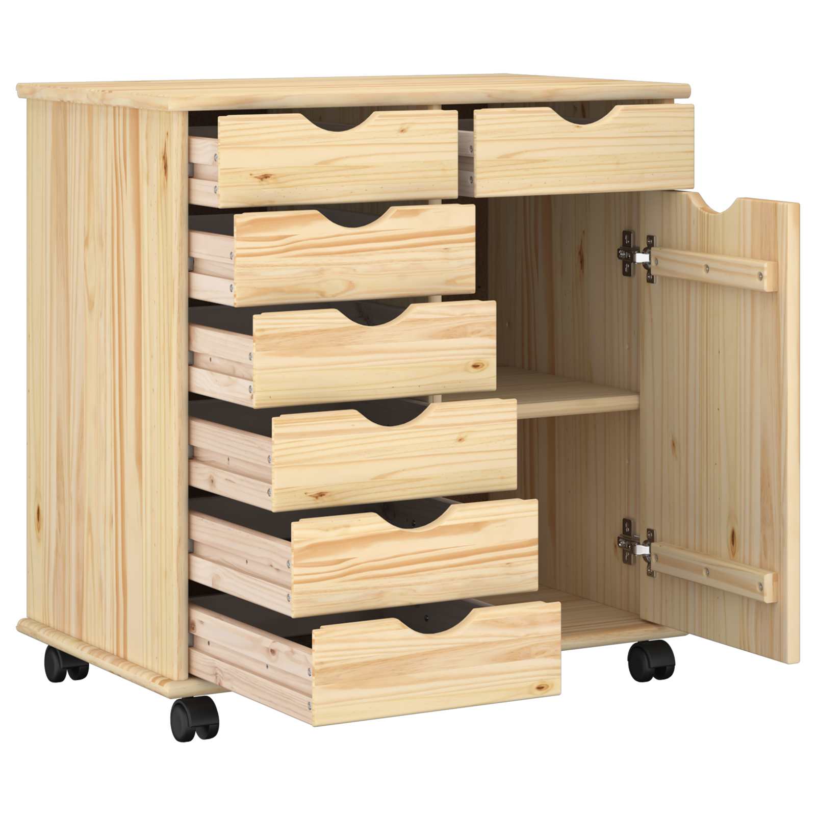 Cabinet roulant Marron 63,5 x 39 x 65,5 cm Bois de Pin Massif - XIOS