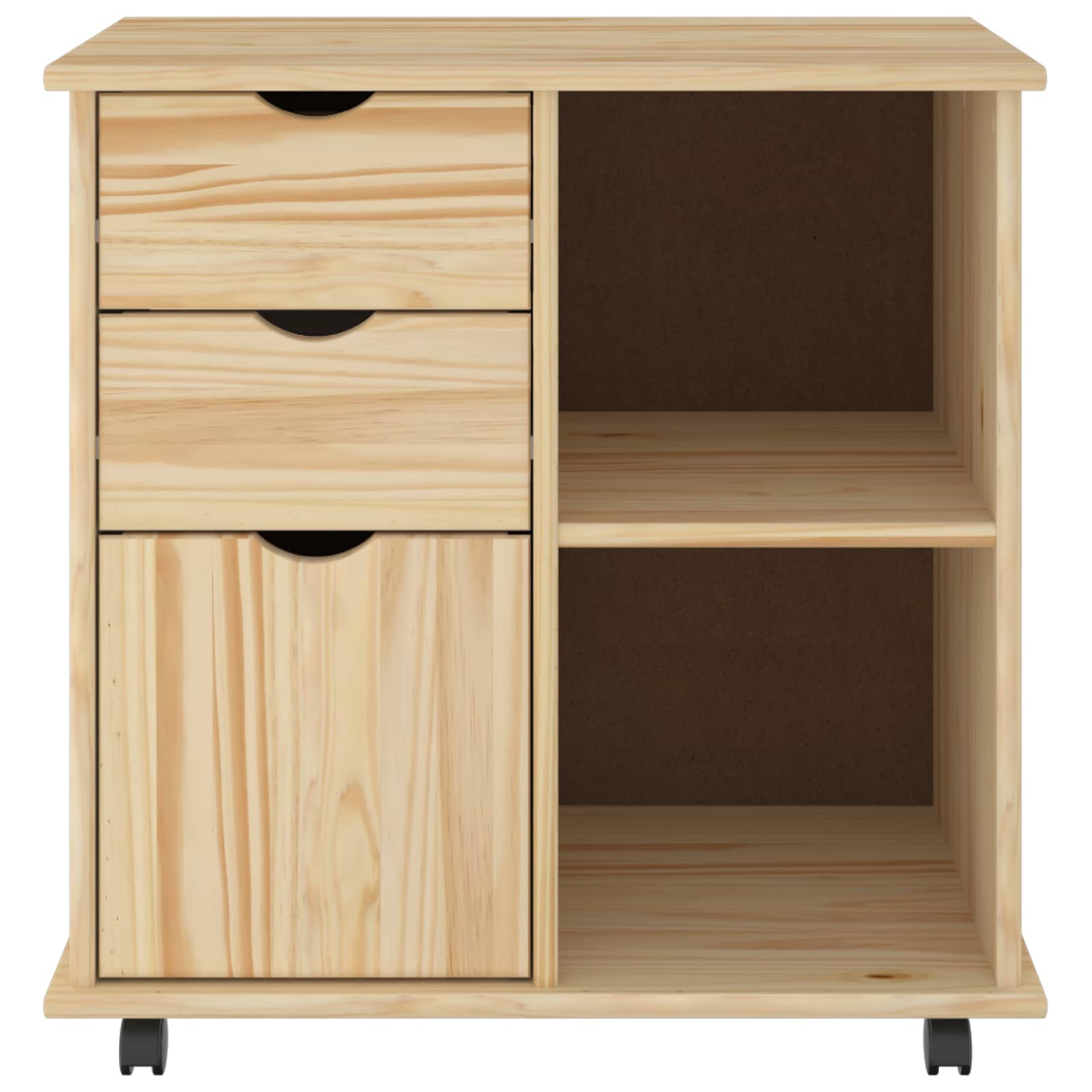 Cabinet roulant Marron 63,5 x 39 x 65,5 cm Bois de Pin Massif - XIOS