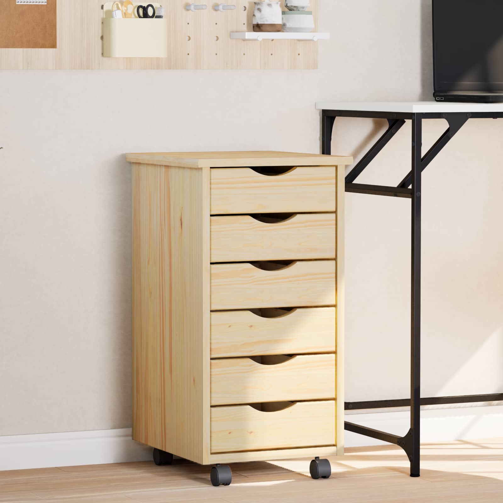Cabinet Roulant avec Tiroirs avec roue MOSS Vernis transparent - XIOS