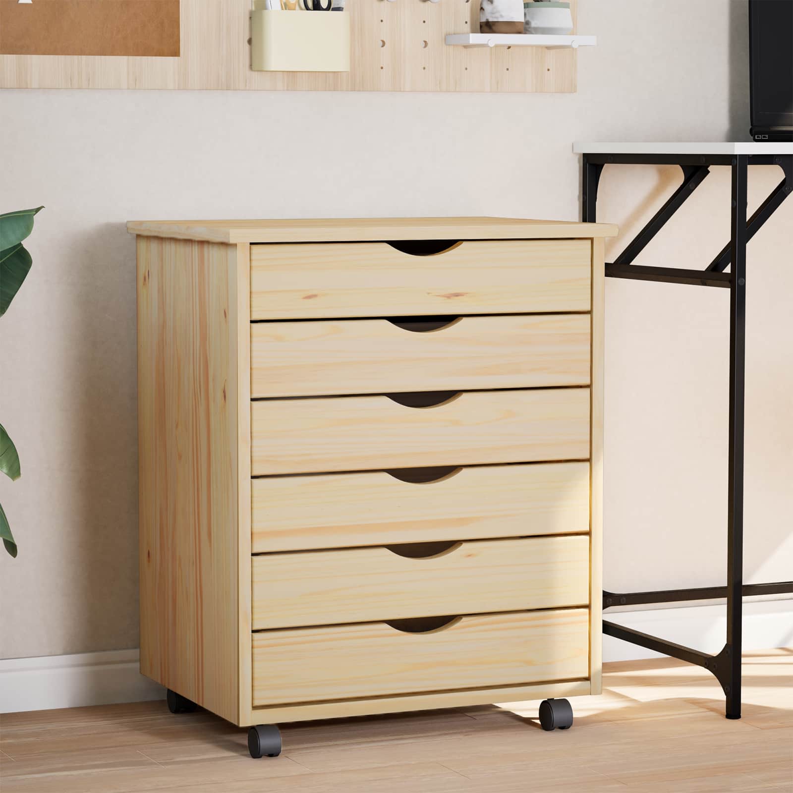 Cabinet Roulant avec Tiroirs avec roue MOSS Vernis transparent - XIOS