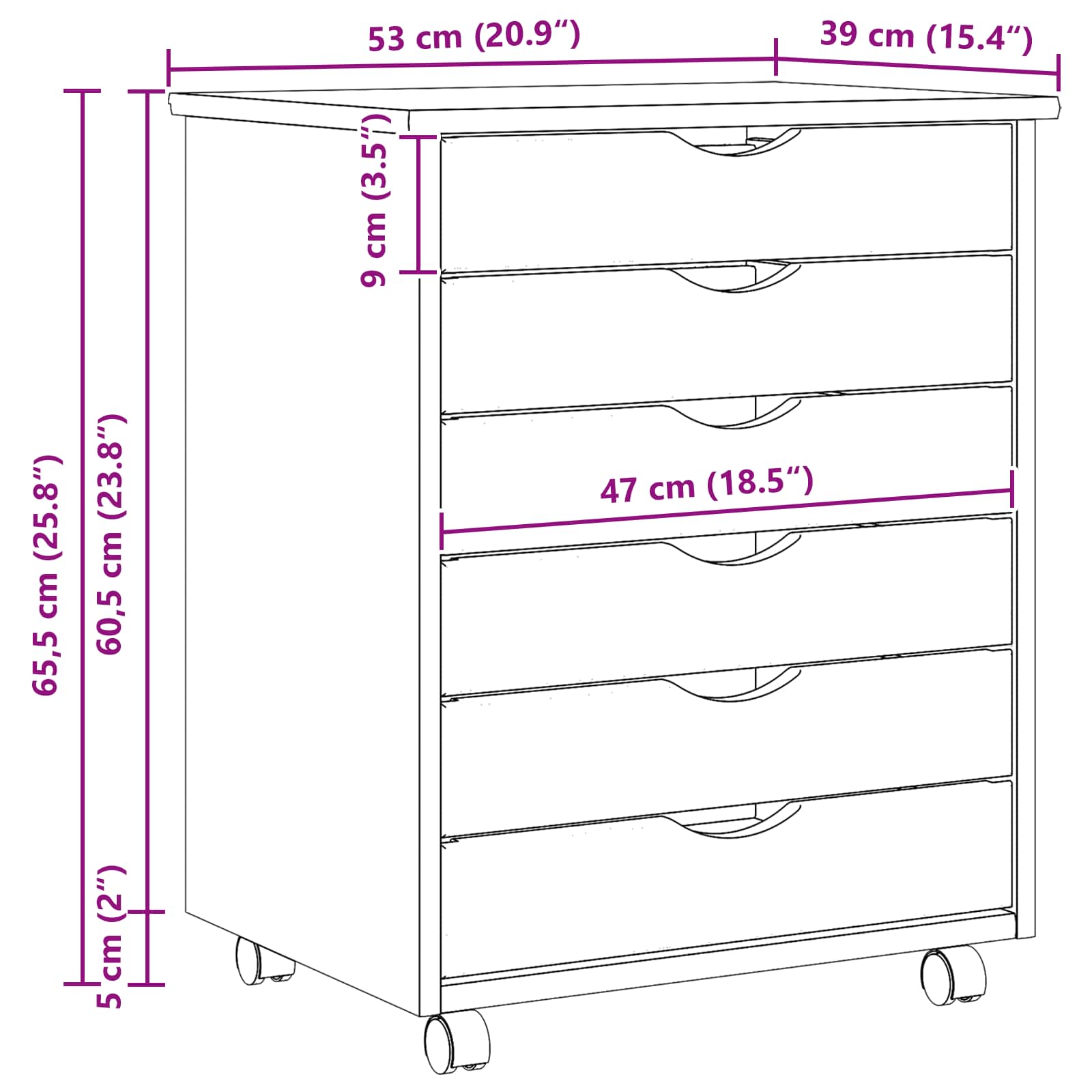 Cabinet Roulant avec Tiroirs avec roue MOSS Vernis transparent - XIOS