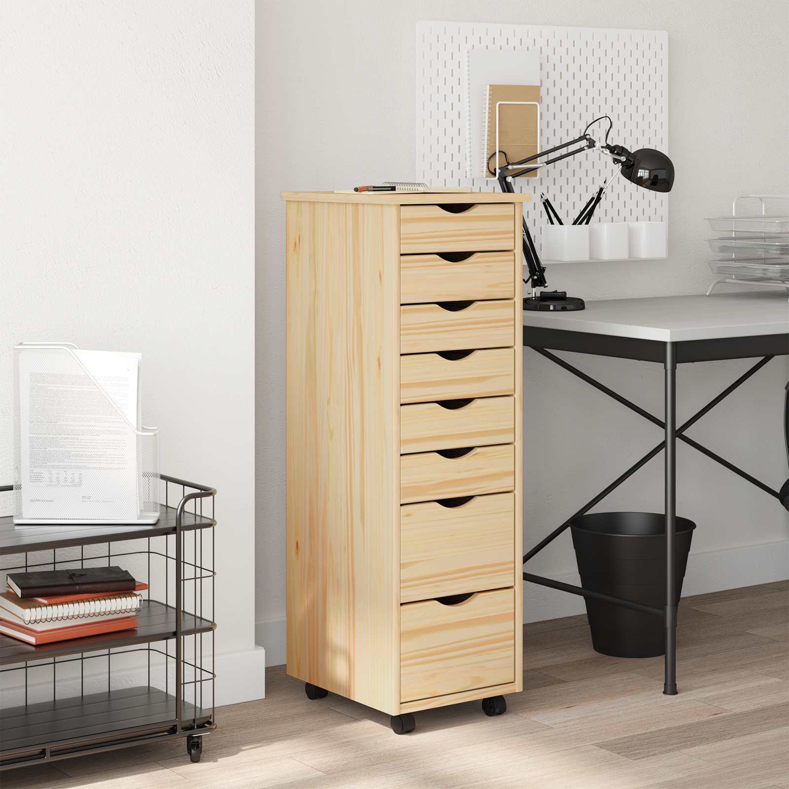 Cabinet Roulant avec Tiroirs avec roue MOSS Vernis transparent - XIOS