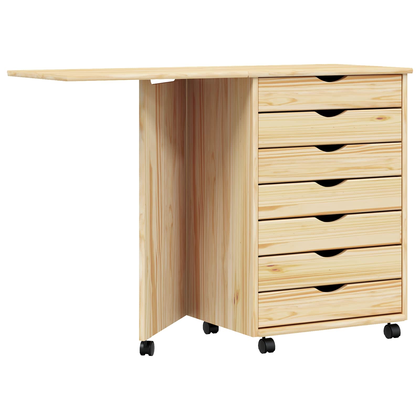 Cabinet roulant avec bureau avec roue MOSS Vernis transparent - XIOS