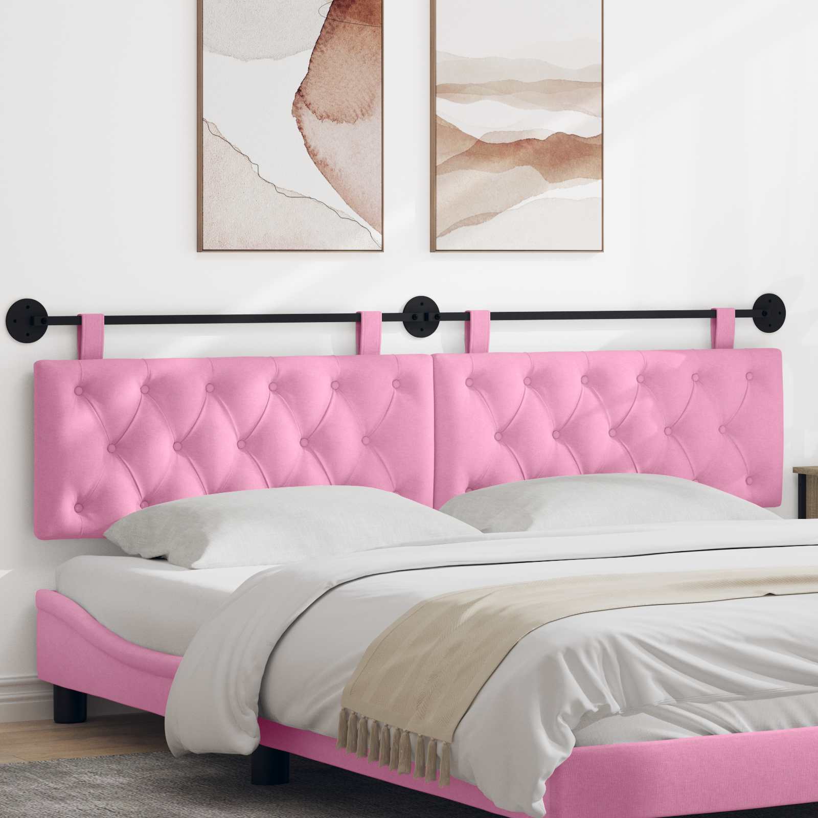 Tête de lit suspendue Montage mural Rose 210 x 55 x 7 cm tissu - XIOS