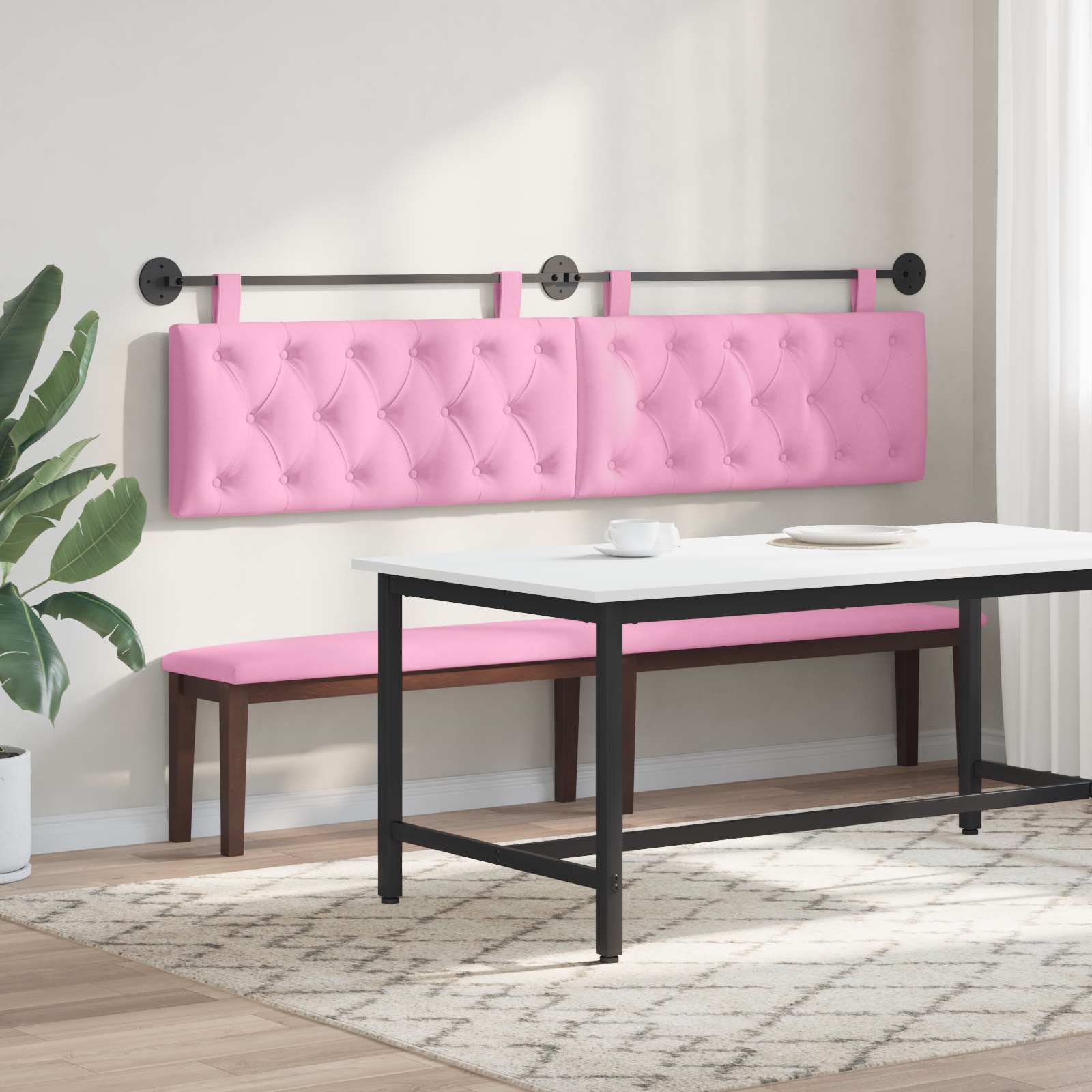 Tête de lit suspendue Montage mural Rose 210 x 55 x 7 cm tissu - XIOS