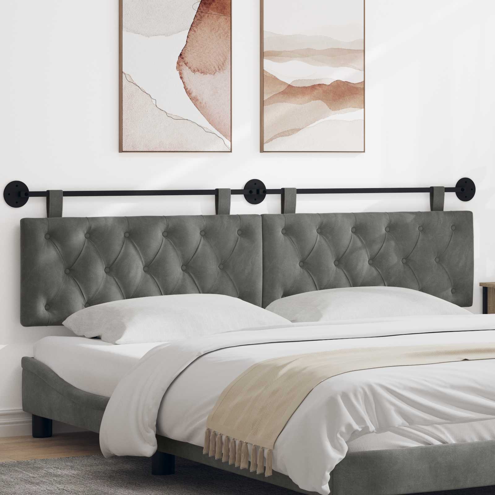 Tête de lit suspendue Gris foncé Velours - XIOS