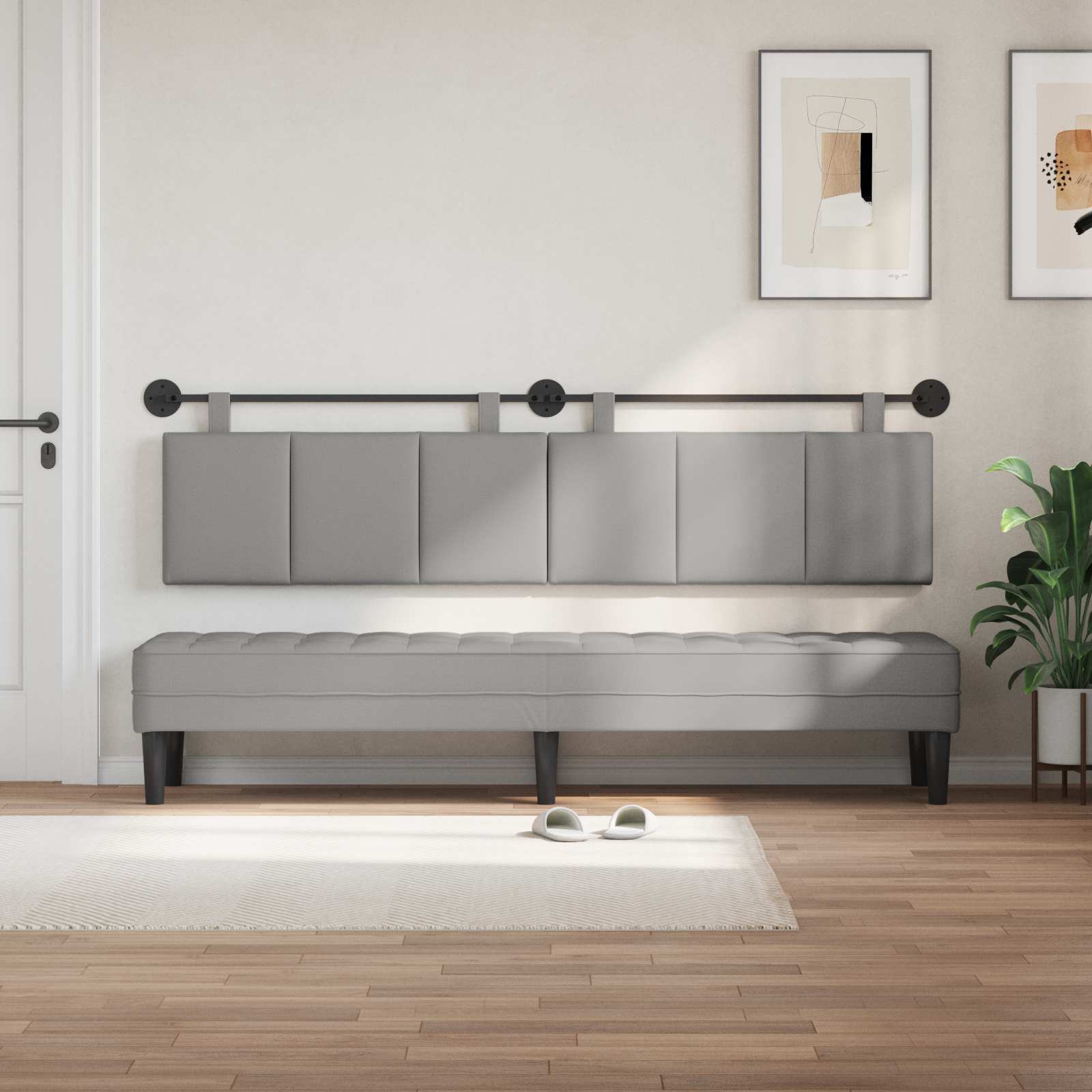Tête de lit suspendue Gris nuage Tissu - XIOS