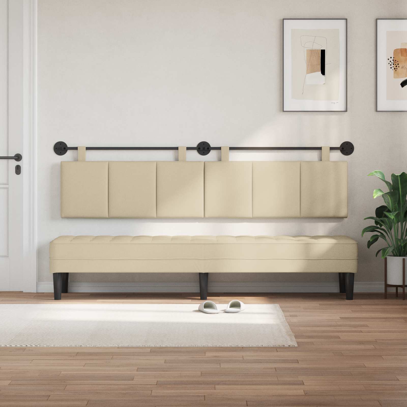 Tête de lit suspendue Crème Tissu - XIOS