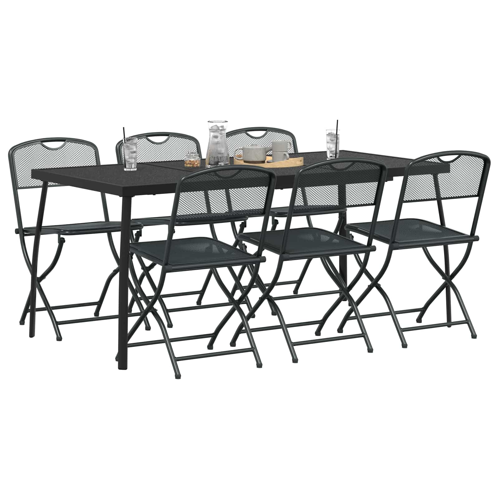 Ensemble de meubles d'extérieur 7 pcs Anthracite Fer et Acier - XIOS