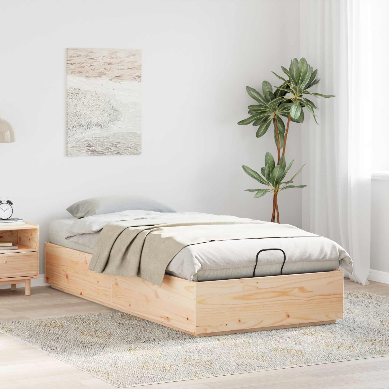 Cadre de lit ottoman avec rangement Naturel 90 x 190 cm - XIOS