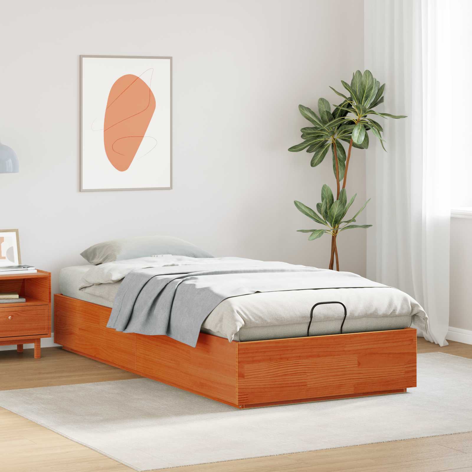 Cadre de lit ottoman avec rangement Brun cire 90 x 190 cm - XIOS