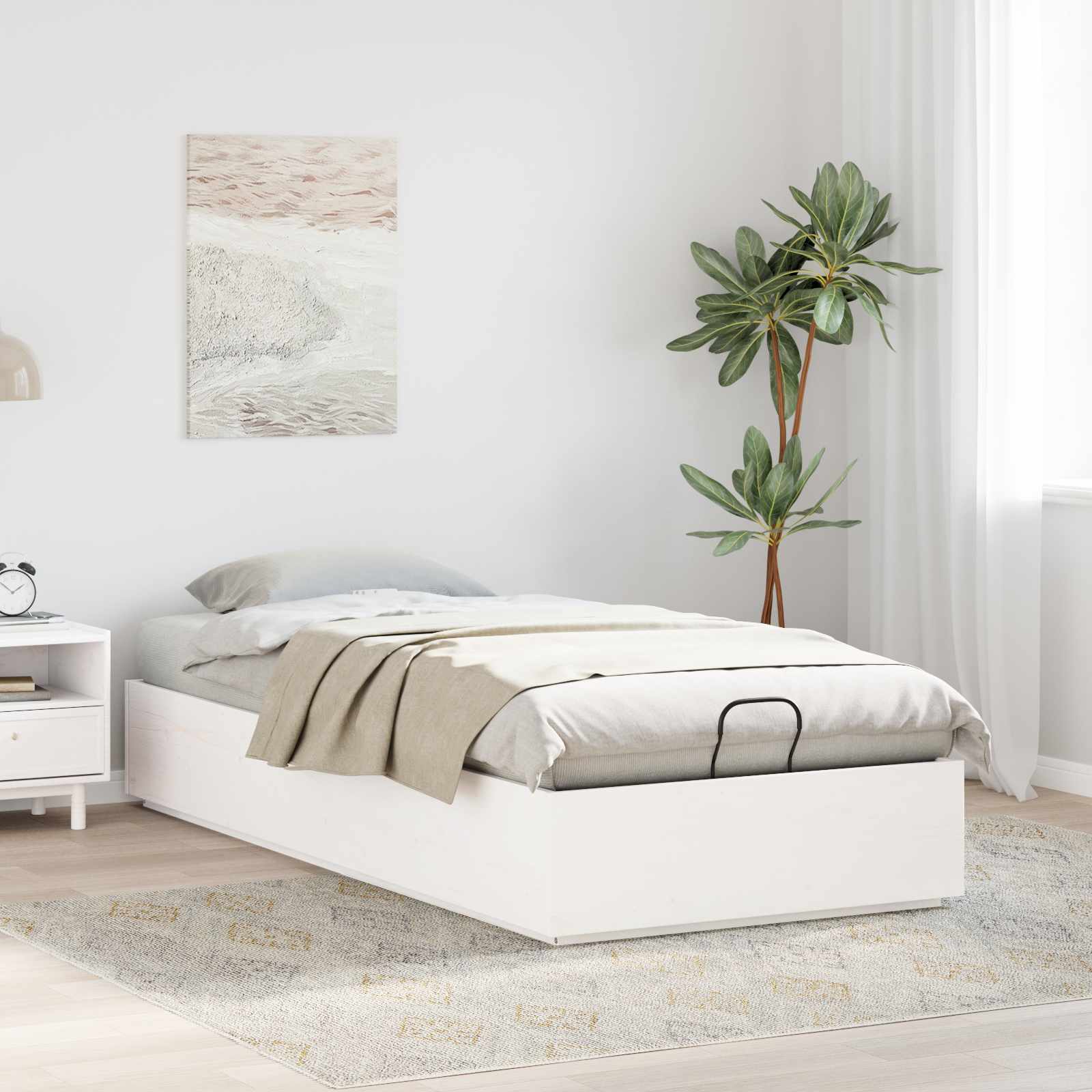 Cadre de lit ottoman avec rangement Blanc 100 x 200 cm - XIOS