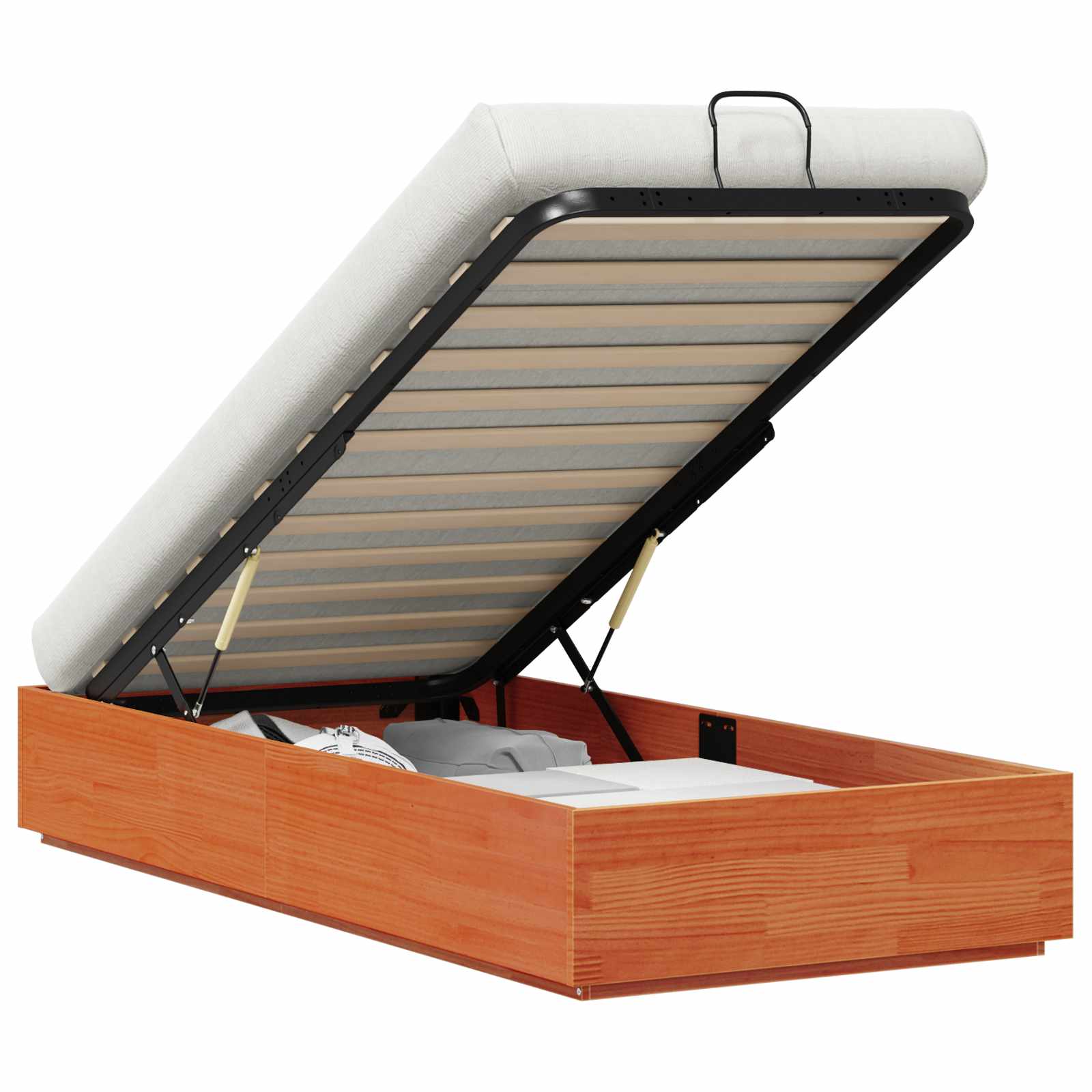 Cadre de lit ottoman avec rangement Brun cire 100 x 200 cm - XIOS