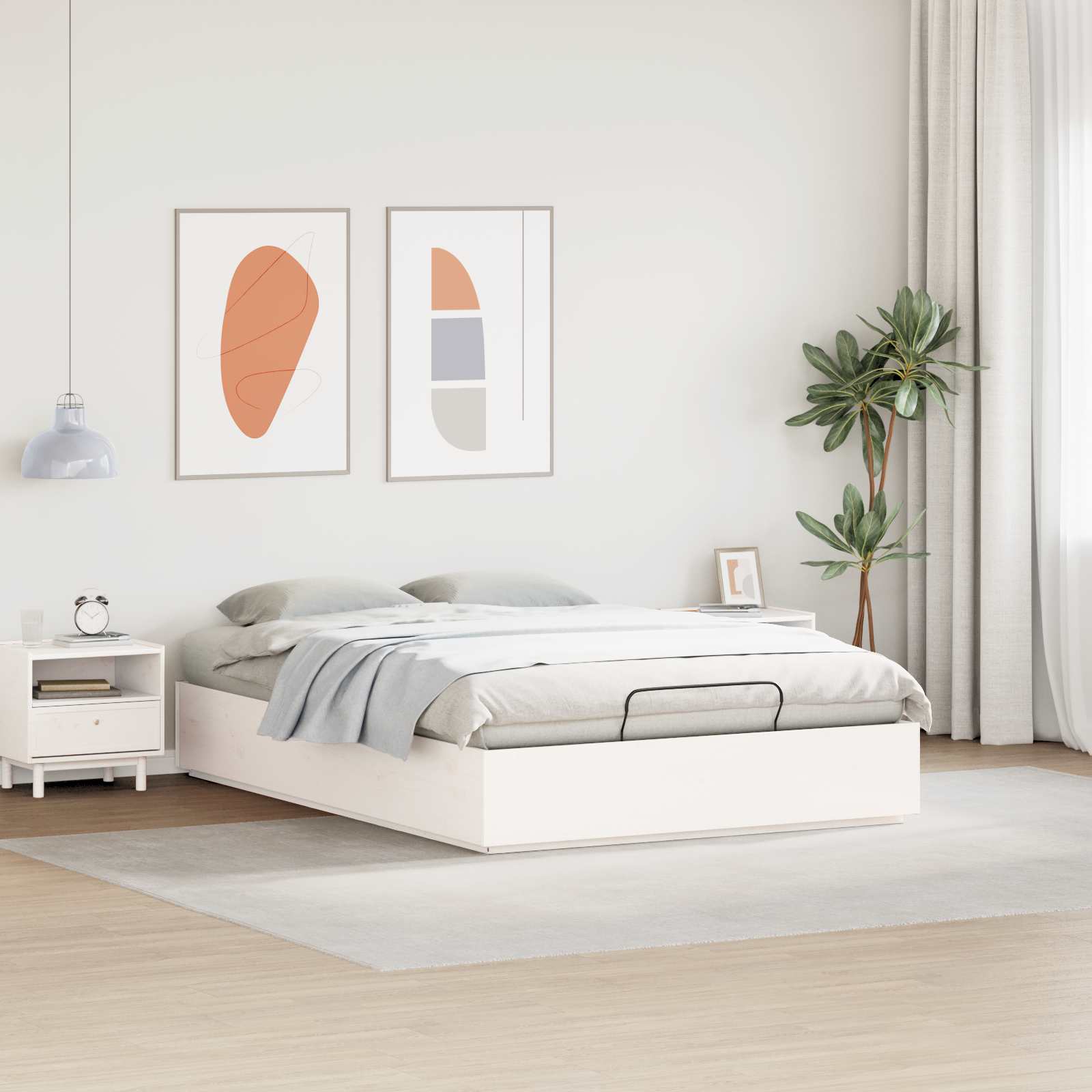 Cadre de lit ottoman avec rangement Blanc 120 x 190 cm - XIOS