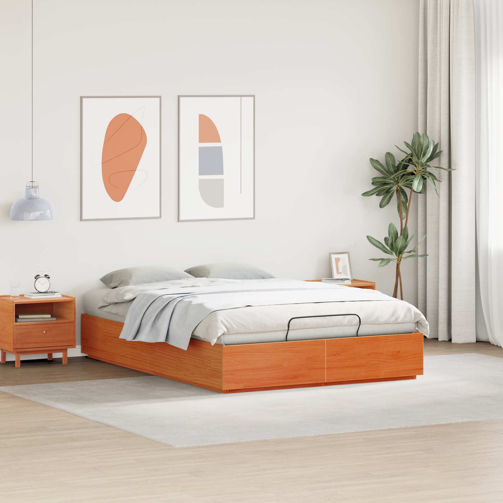 Cadre de lit ottoman avec rangement Brun cire 120 x 190 cm - XIOS