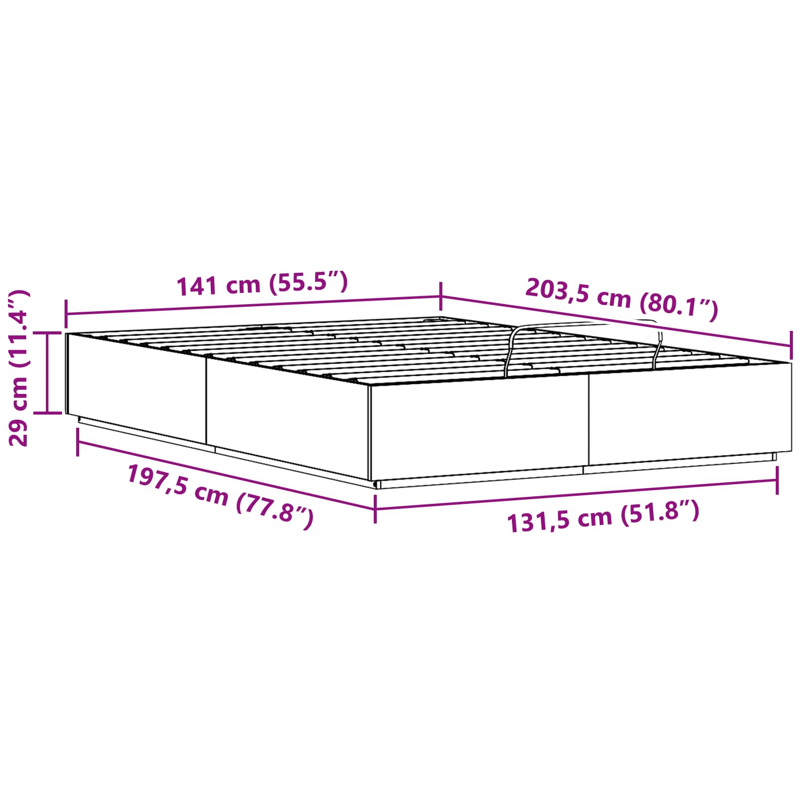 Cadre de lit ottoman Blanc 140 x 200 cm Pin massif - XIOS