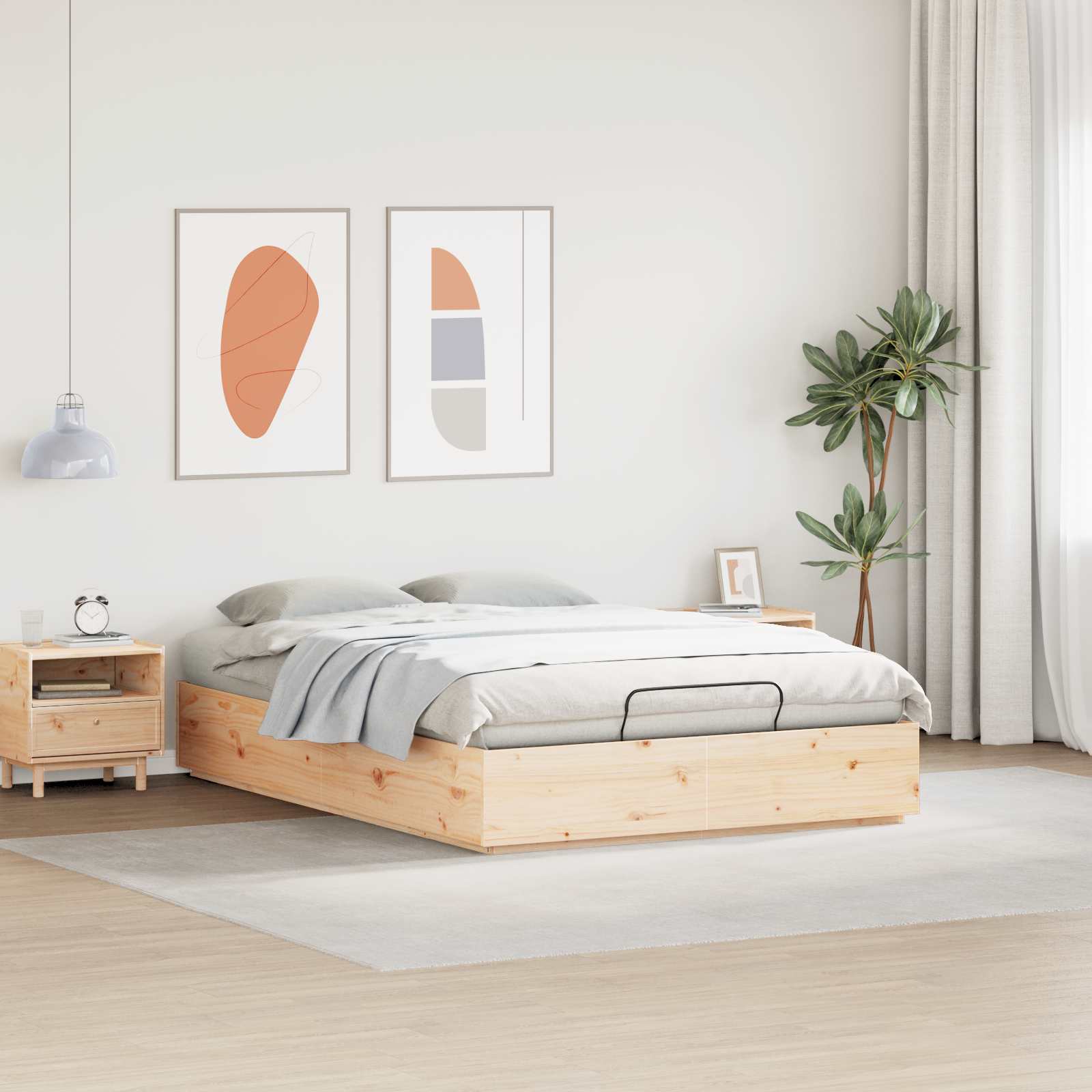 Cadre de lit ottoman avec rangement Naturel 150 x 200 cm - XIOS
