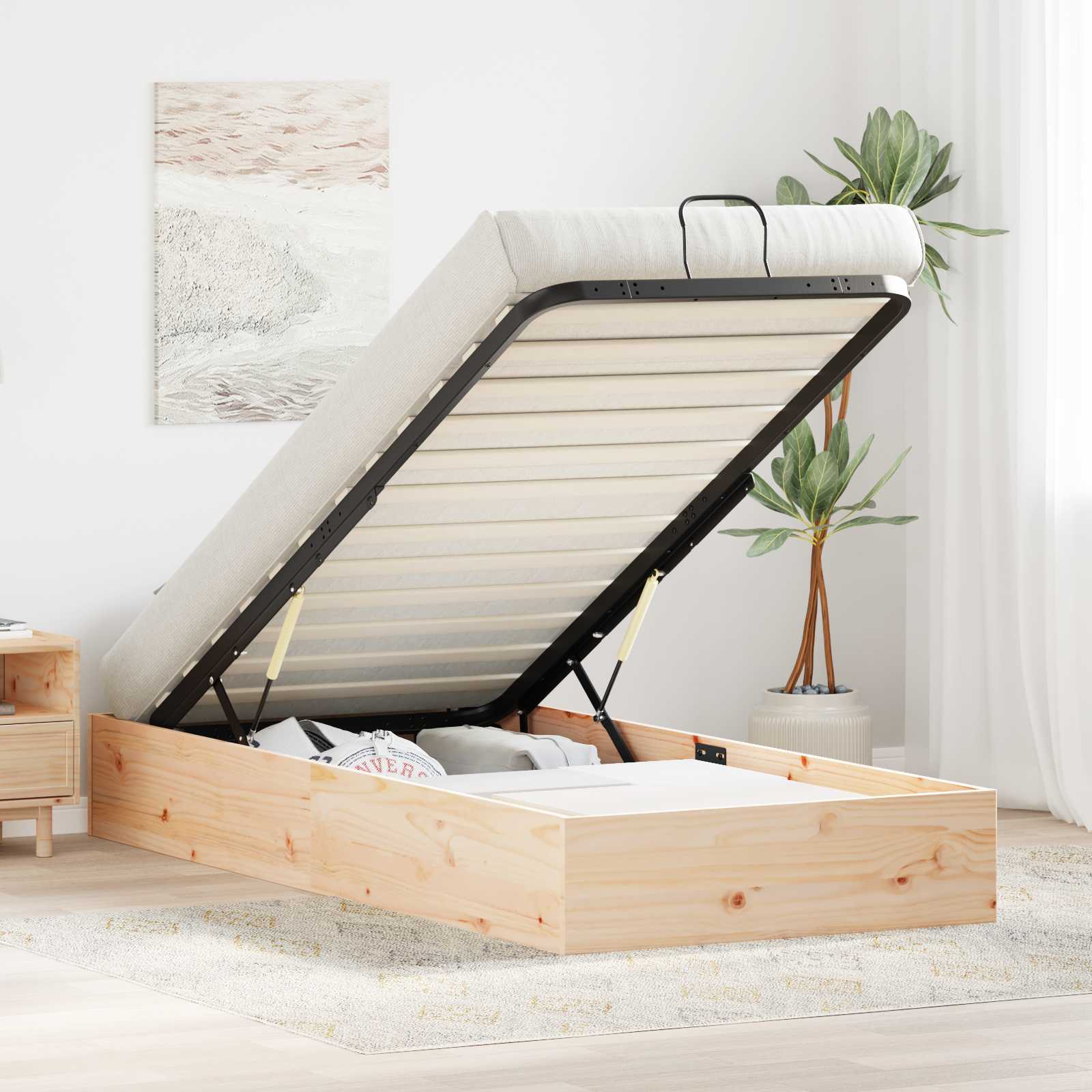 Cadre de lit ottoman avec rangement Naturel 90 x 200 cm - XIOS