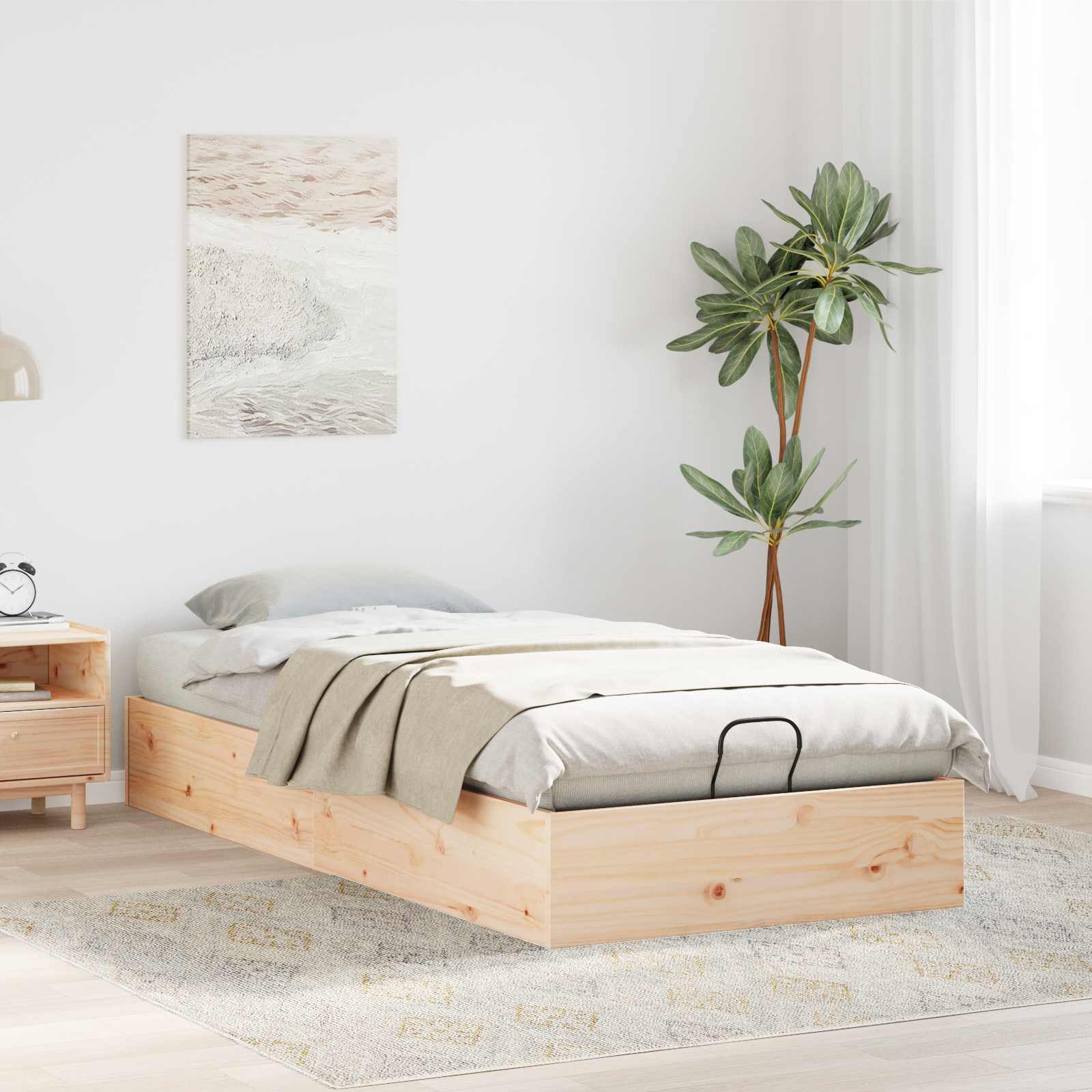 Cadre de lit ottoman avec rangement Naturel 90 x 200 cm - XIOS