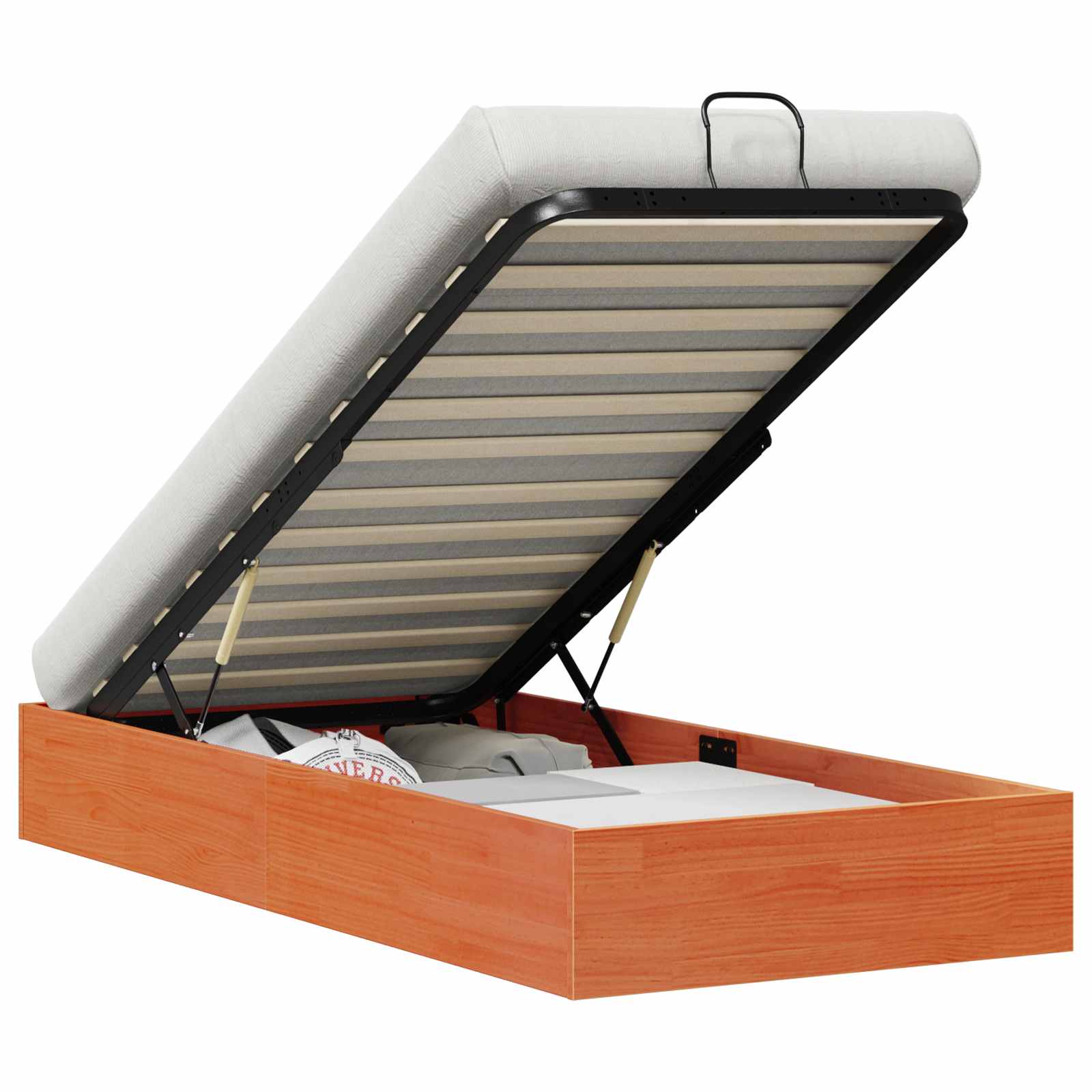 Cadre de lit ottoman avec rangement Brun Ciré 100 x 200 cm - XIOS