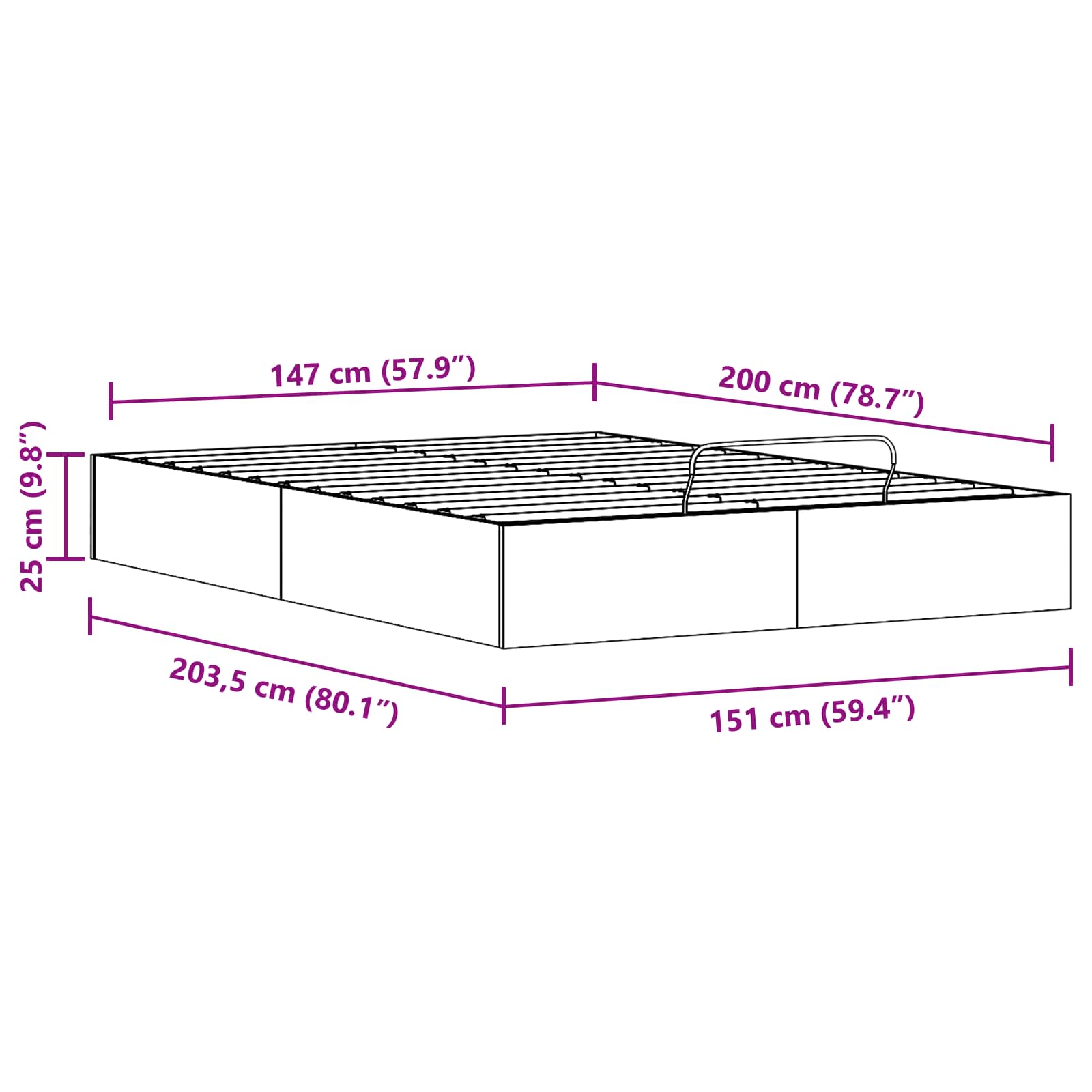 Cadre de lit ottoman avec rangement Brun Ciré 150 x 200 cm - XIOS