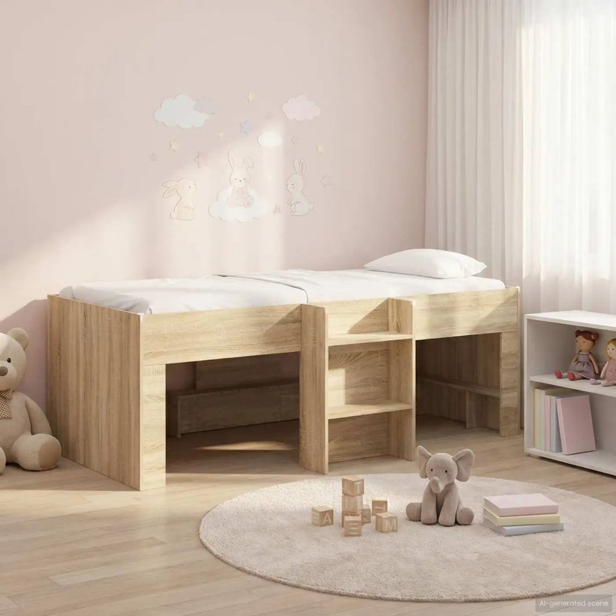 Cadre de Lit Élevé pour Enfants Chêne Sonoma 90 x 200 cm - XIOS