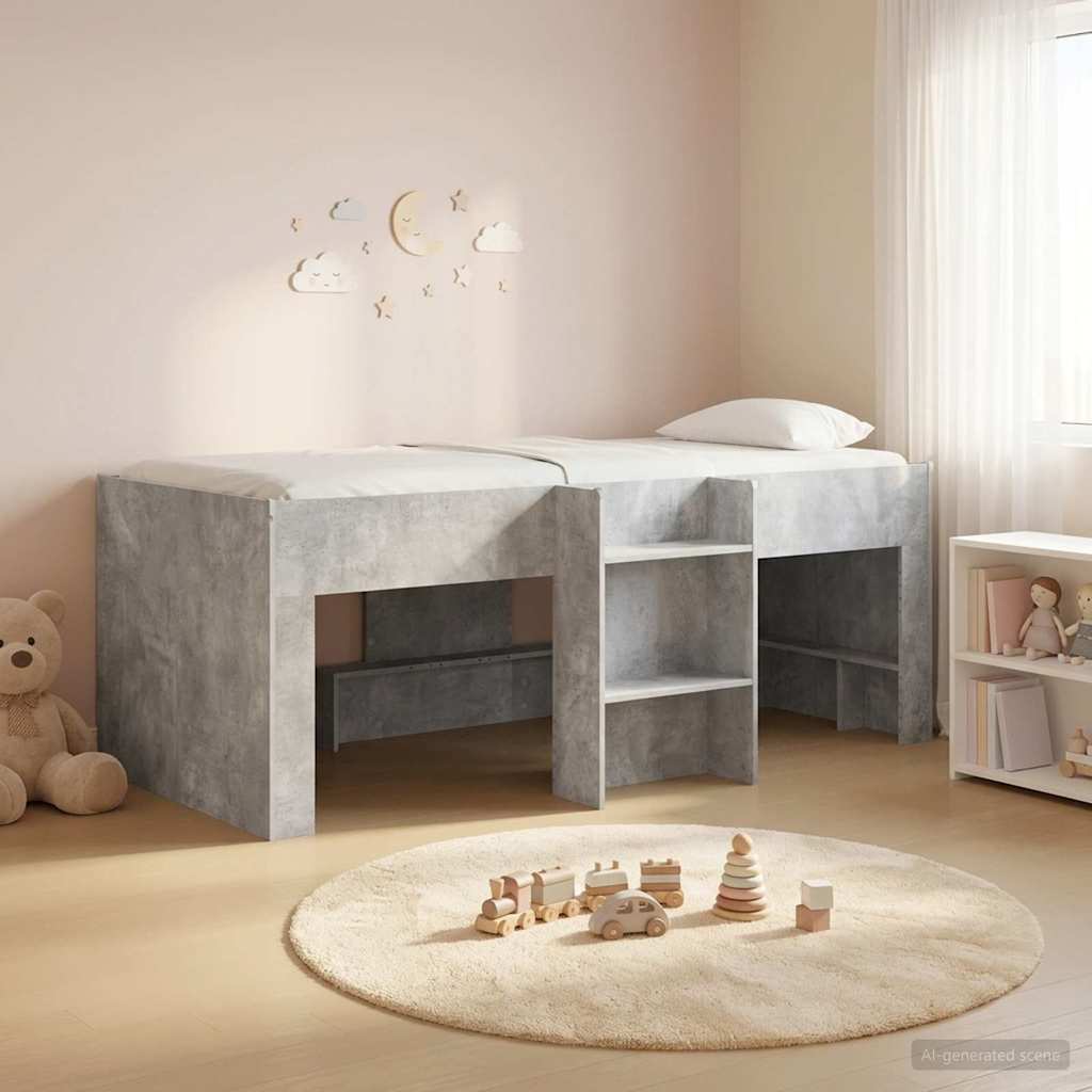 Cadre de Lit Élevé pour Enfants Gris béton 90 x 200 cm - XIOS