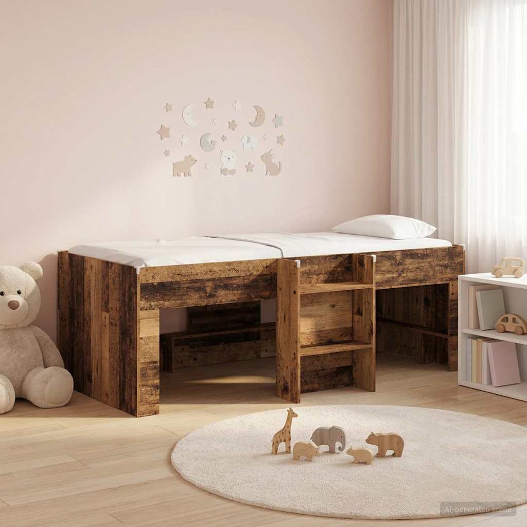 Cadre de Lit Élevé pour Enfants Bois ancien 90 x 200 cm - XIOS
